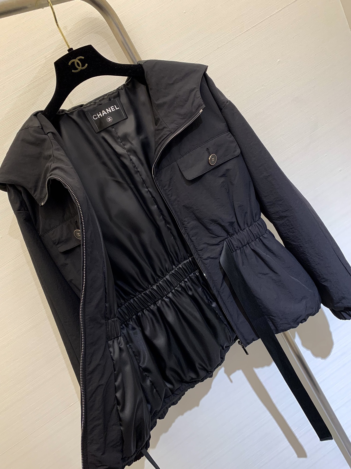 2024年のお買い得品 chanel ジャケット ツイードコピー アウター トップス 暖かい 柔軟 純綿 フード付き ブラック_2