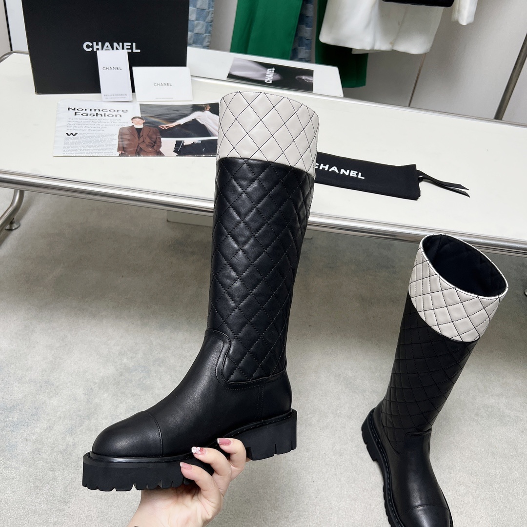 超人気 シャネルシューズサイズコピー ブーツ ハイカット 厚底 あるきやすい 保温 レディ ブラック_2