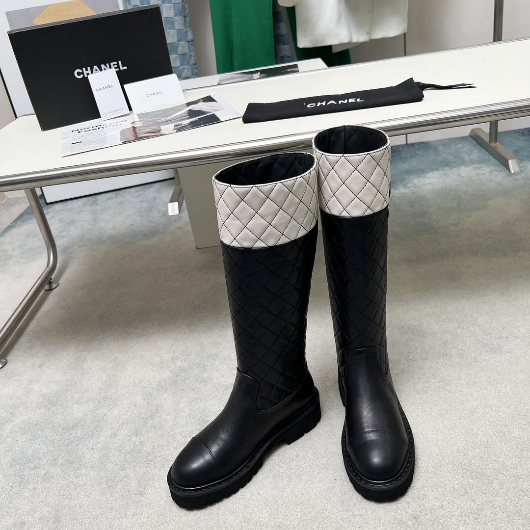 超人気 シャネルシューズサイズコピー ブーツ ハイカット 厚底 あるきやすい 保温 レディ ブラック_5