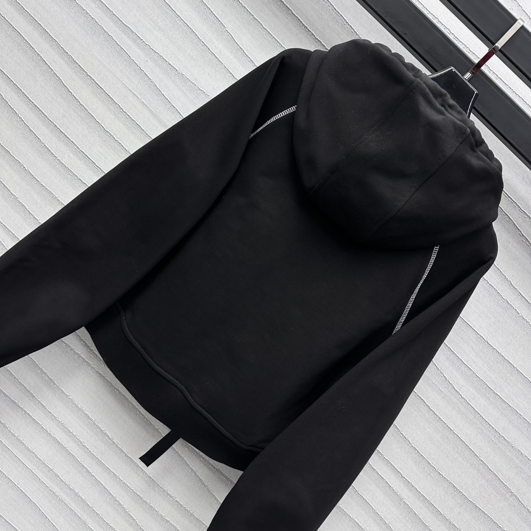 プラダパーカーＮ級品 フード付き 純綿 トップス カジュアル ゆったり 日常服 ブラック_8