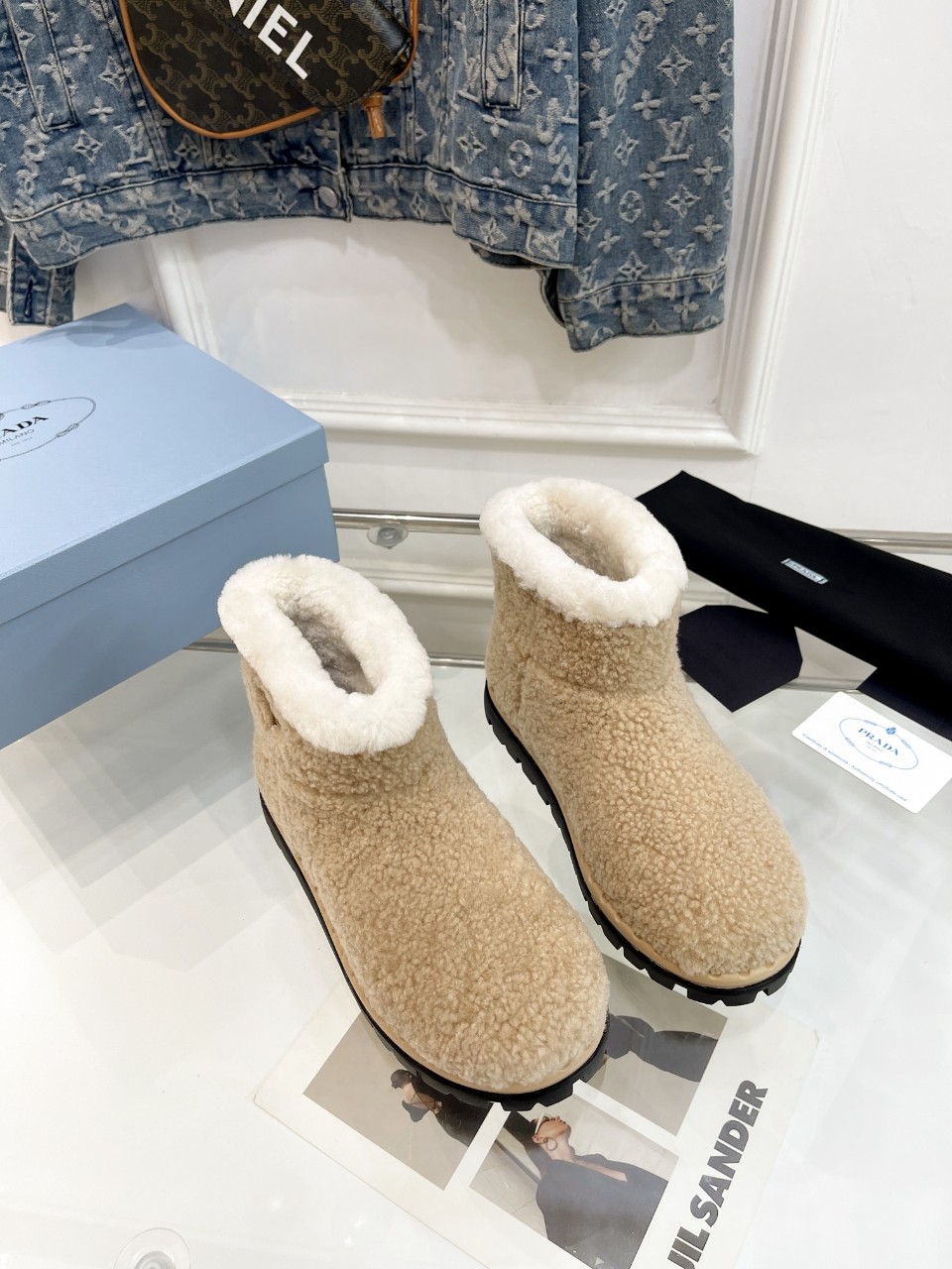 プラダメンズシューズコピー もこもこ 柔軟 スキー靴 限定品 暖かい ショット ブーツ ブラウン_2