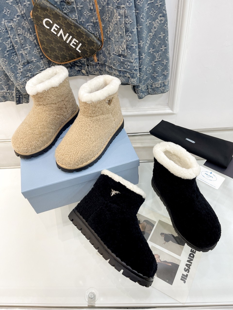 プラダメンズシューズコピー もこもこ 柔軟 スキー靴 限定品 暖かい ショット ブーツ ブラウン_9