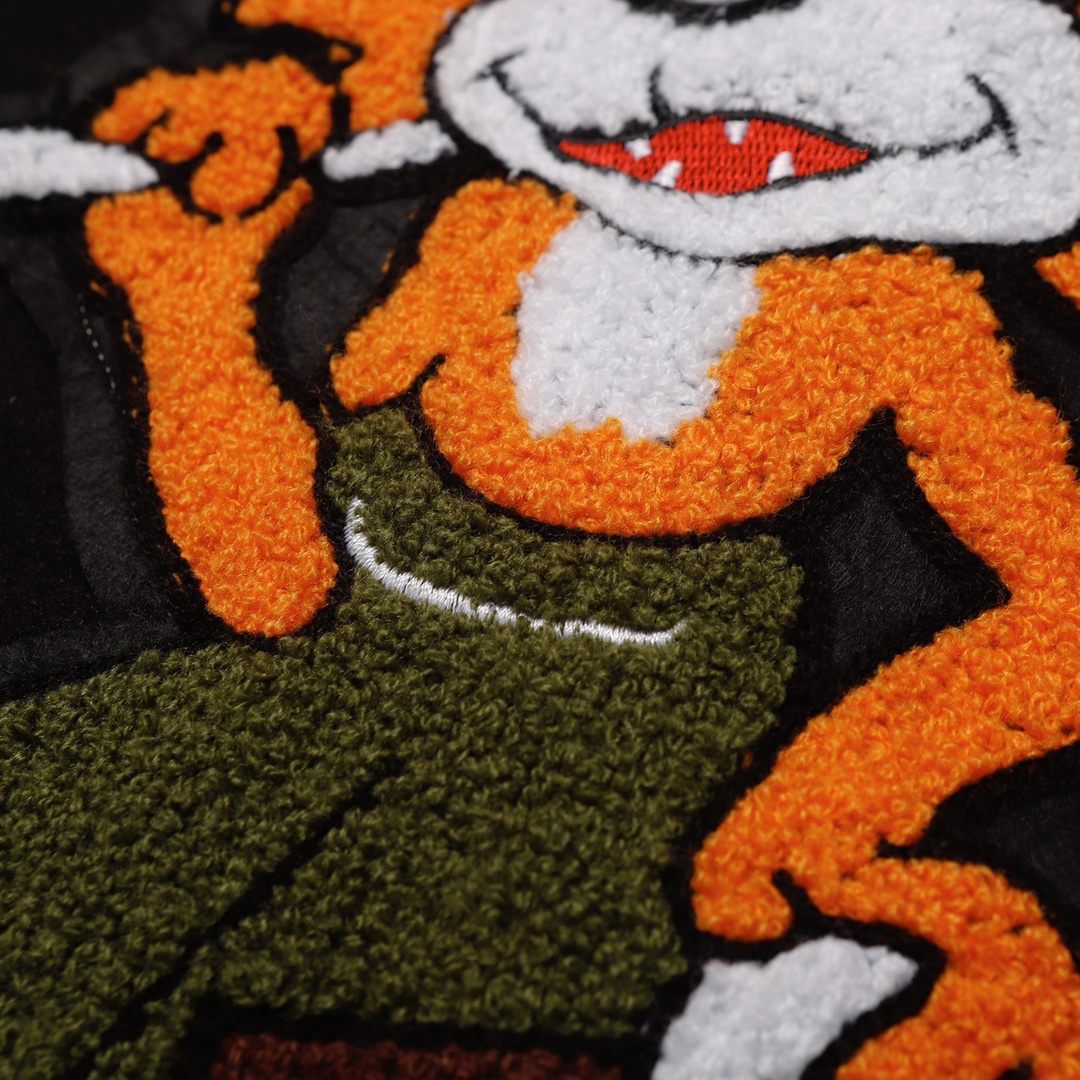 メルトンジャケット ブランドスーパーコピー 柔らかい ロゴ刺繍 運動 アウター 純綿 トップス ブラック_8