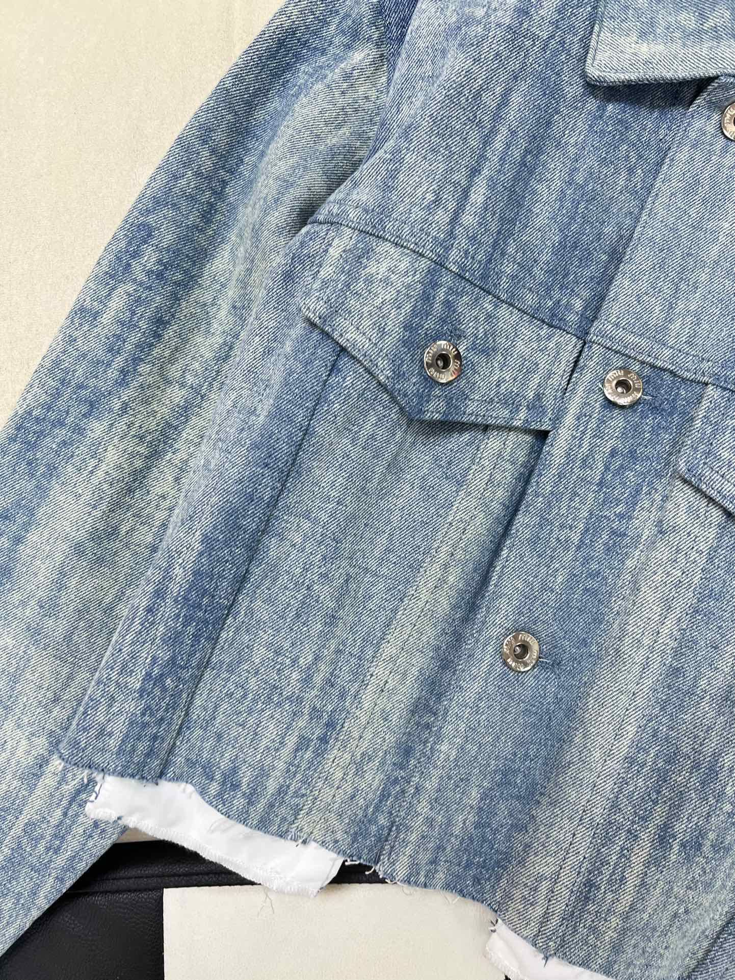 ミュウミュウ トップススーパーコピー デニム ジャケット 日常 アウター 高級感 ブルー_4