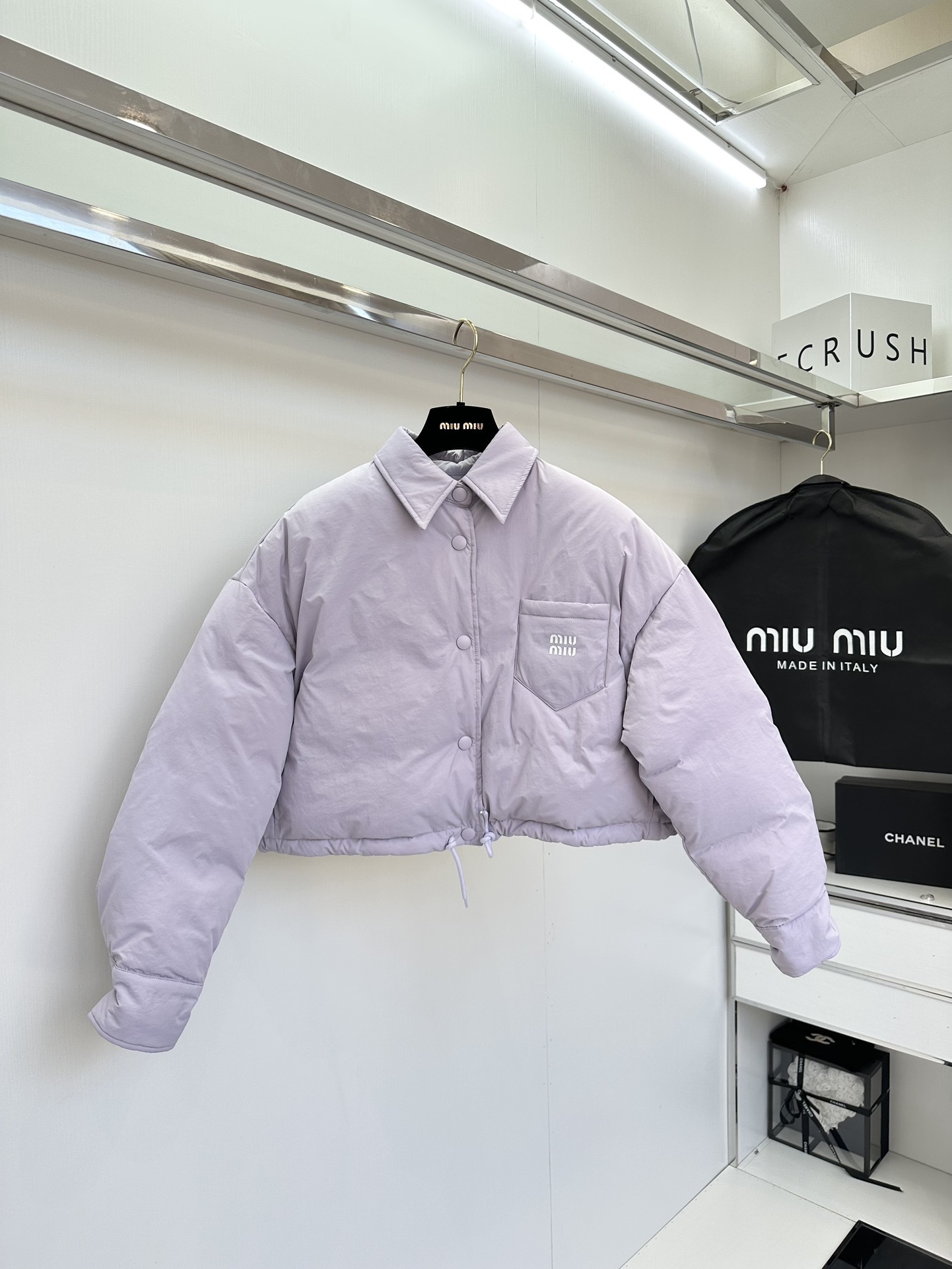 miumiu ダウン レディース偽物 ショットトップス ダウンジャケット アウター ふんわり 保温 柔軟 パープル_1