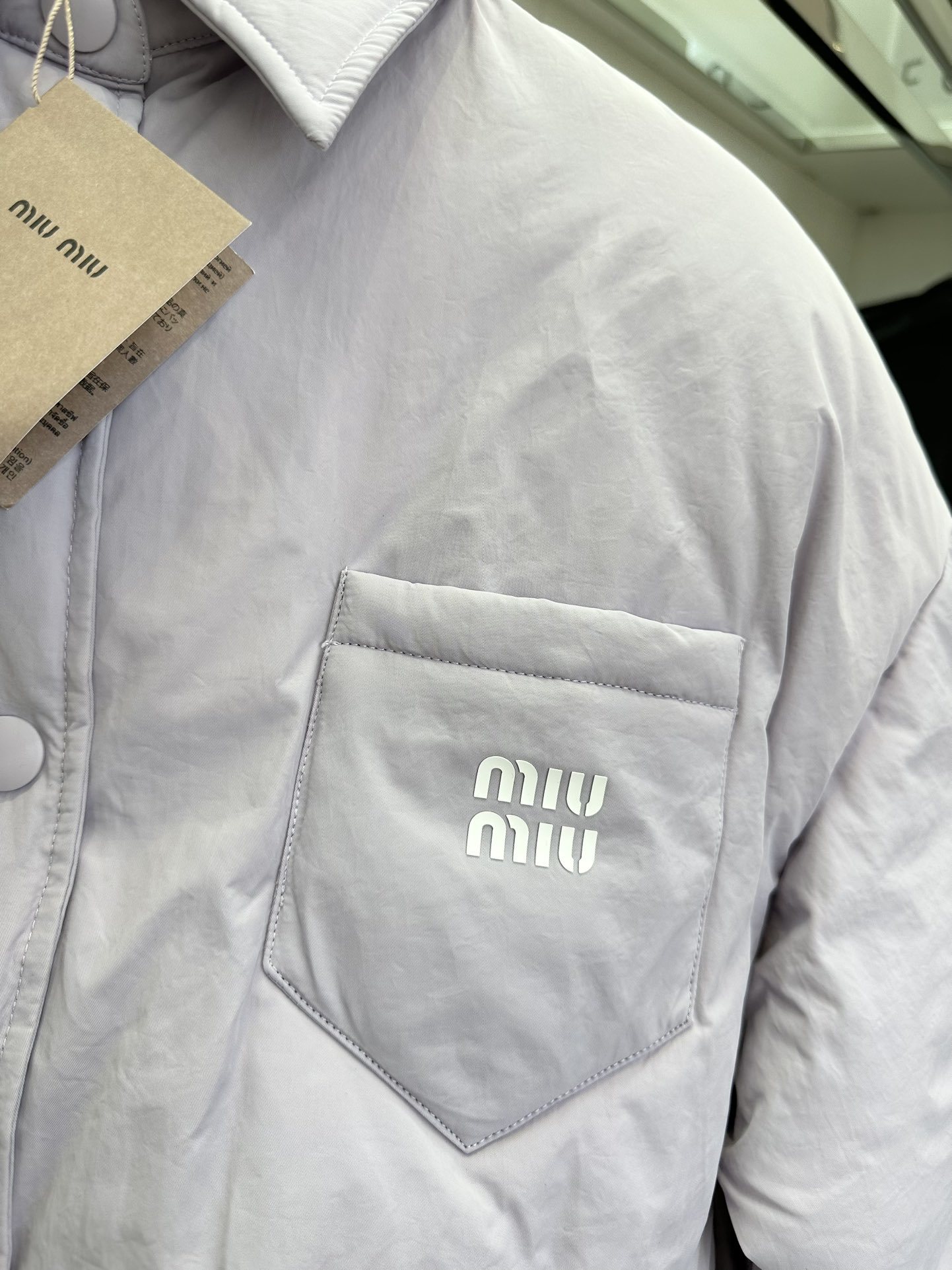 miumiu ダウン レディース偽物 ショットトップス ダウンジャケット アウター ふんわり 保温 柔軟 パープル_6