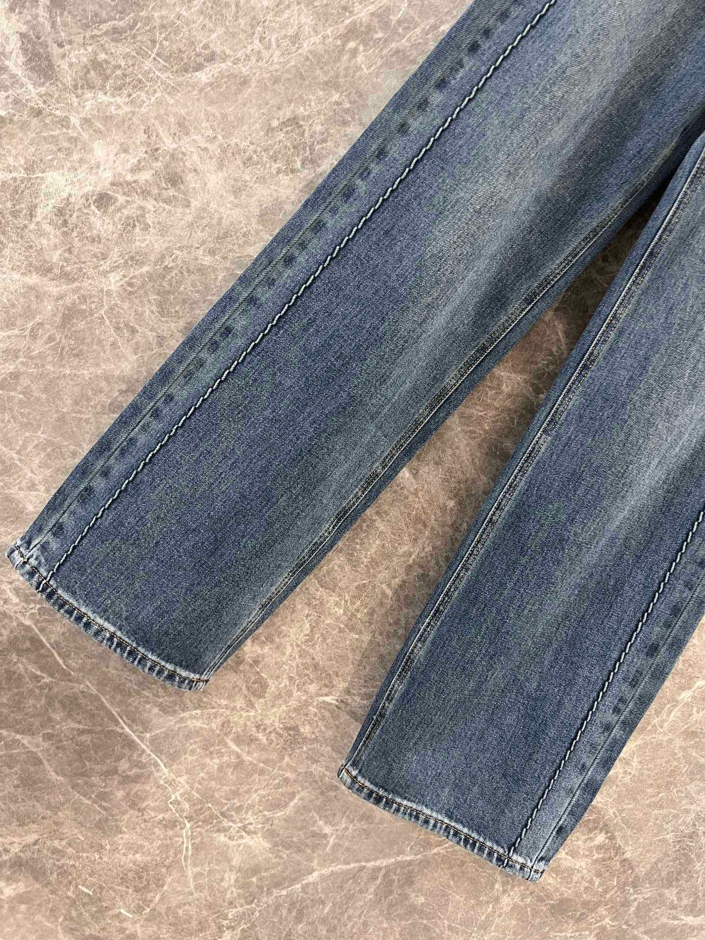 ディオールパンツ偽物 デニム ジーンズ 弾性がいい シンプル 綿 柔らかい 筒形ズボン ブルー_5