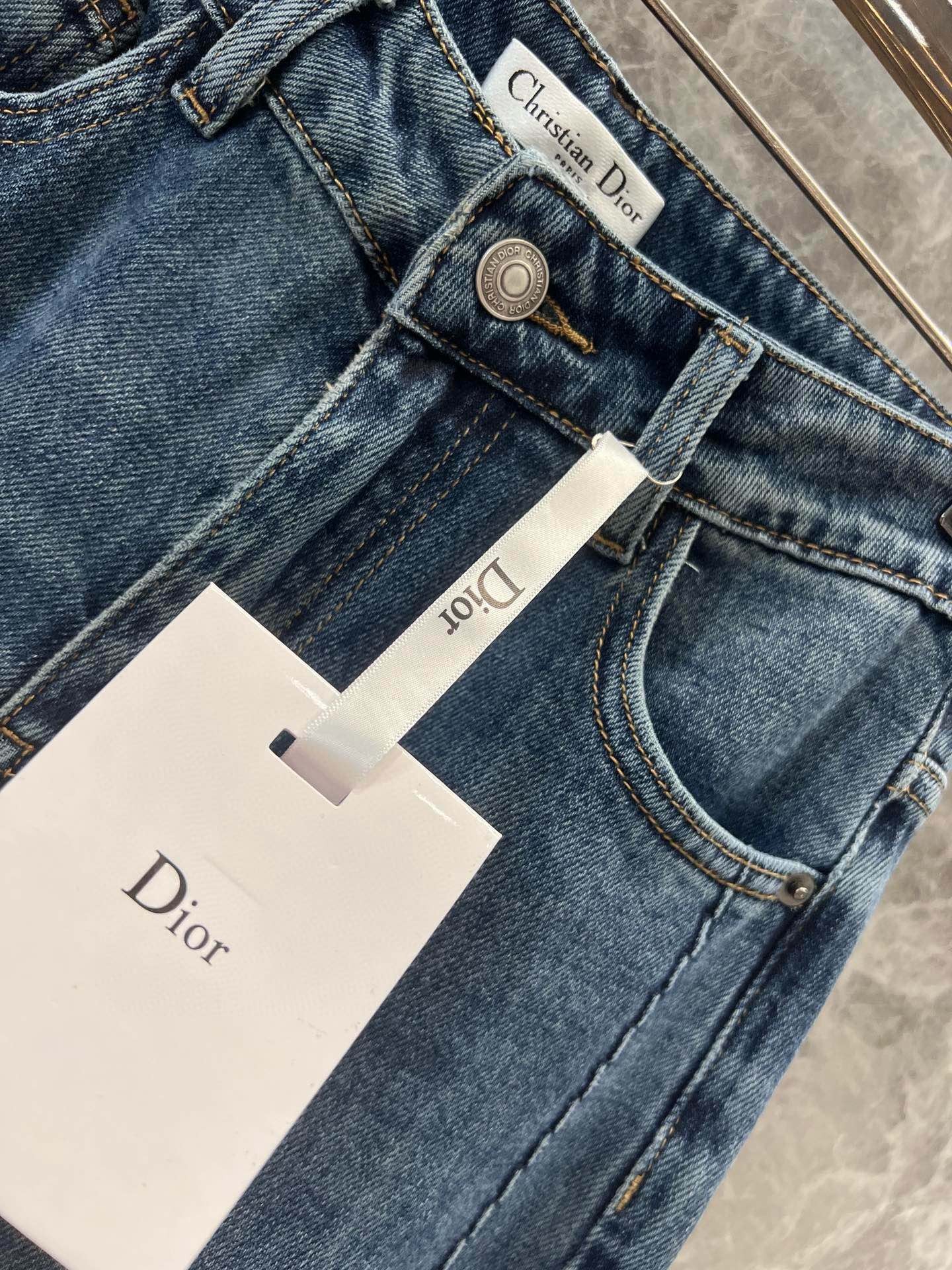 大販売 ディオールジーンズコピー デニム パンツ 弾性がいい シンプル 柔らかい 筒形ズボン ブルー_15