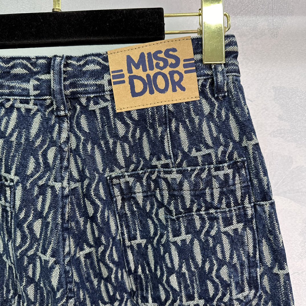 dior ズボン激安通販 カジュアルパンツ 純綿 筒形  柔らかい 花柄 デニム ジーンズ ブルー_7