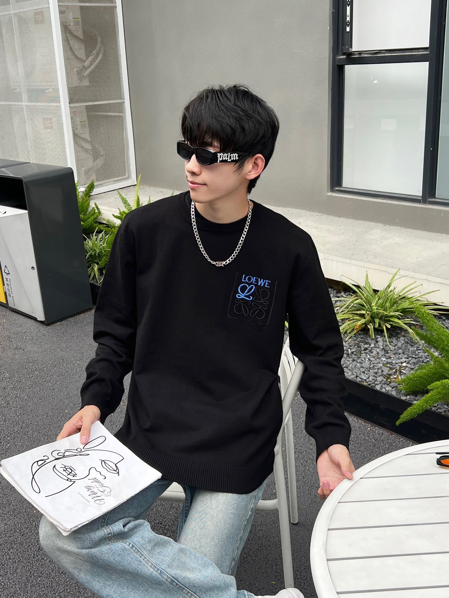 ロエベ セーターＮ級品 柔らかい ニット素材 まるくび ウール 高品質 トップス ブラック_8
