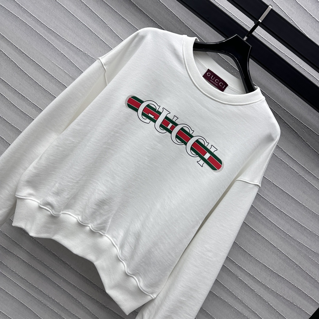 爆買いできる品質保証 グッチパーカー 白偽物 ロゴプリント トップス 純綿 ゆったり ホワイト_2