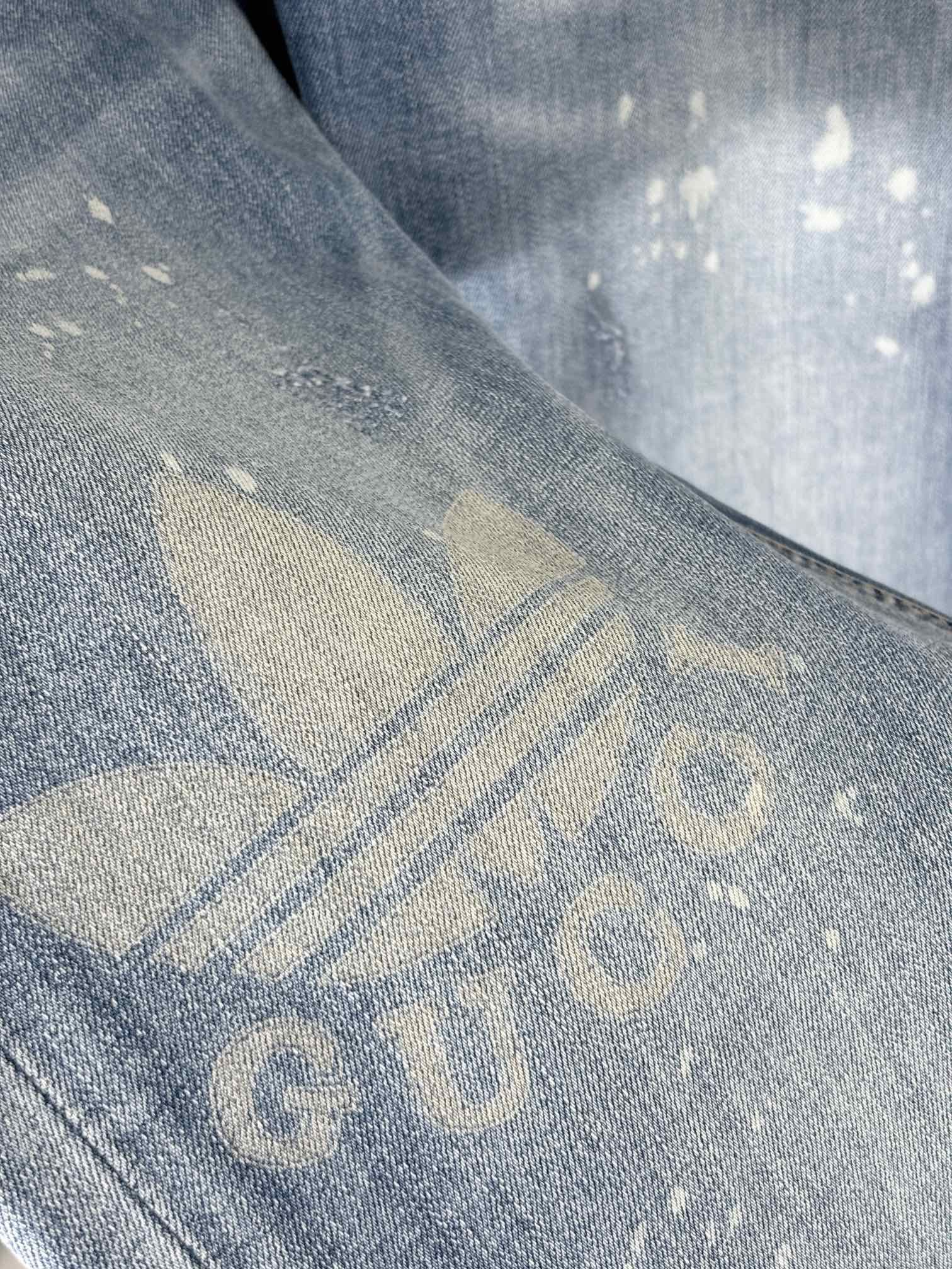 Adidas*gucciコラボ ズボン メンズ偽物 デニム素材 ジーンズ 通気性いい カジュアル パンツ 高品質 ブルー_6