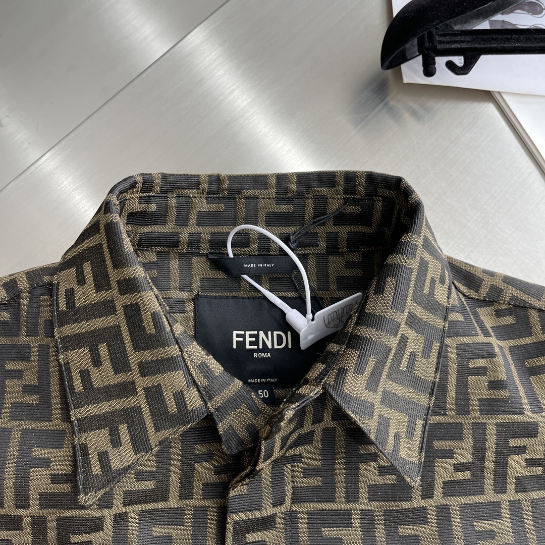 fendi カッター シャツコピー ビジネス 通勤 トップス 花柄 高級品 シンプル 柔らかい ブラウン_4