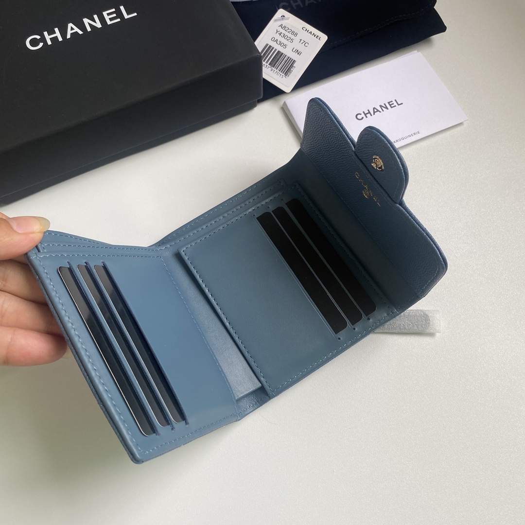 シャネル 長 財布 レディーススーパーコピー ファッション 優雅 三つ折り 本革 レザー A82288 ブルー_9