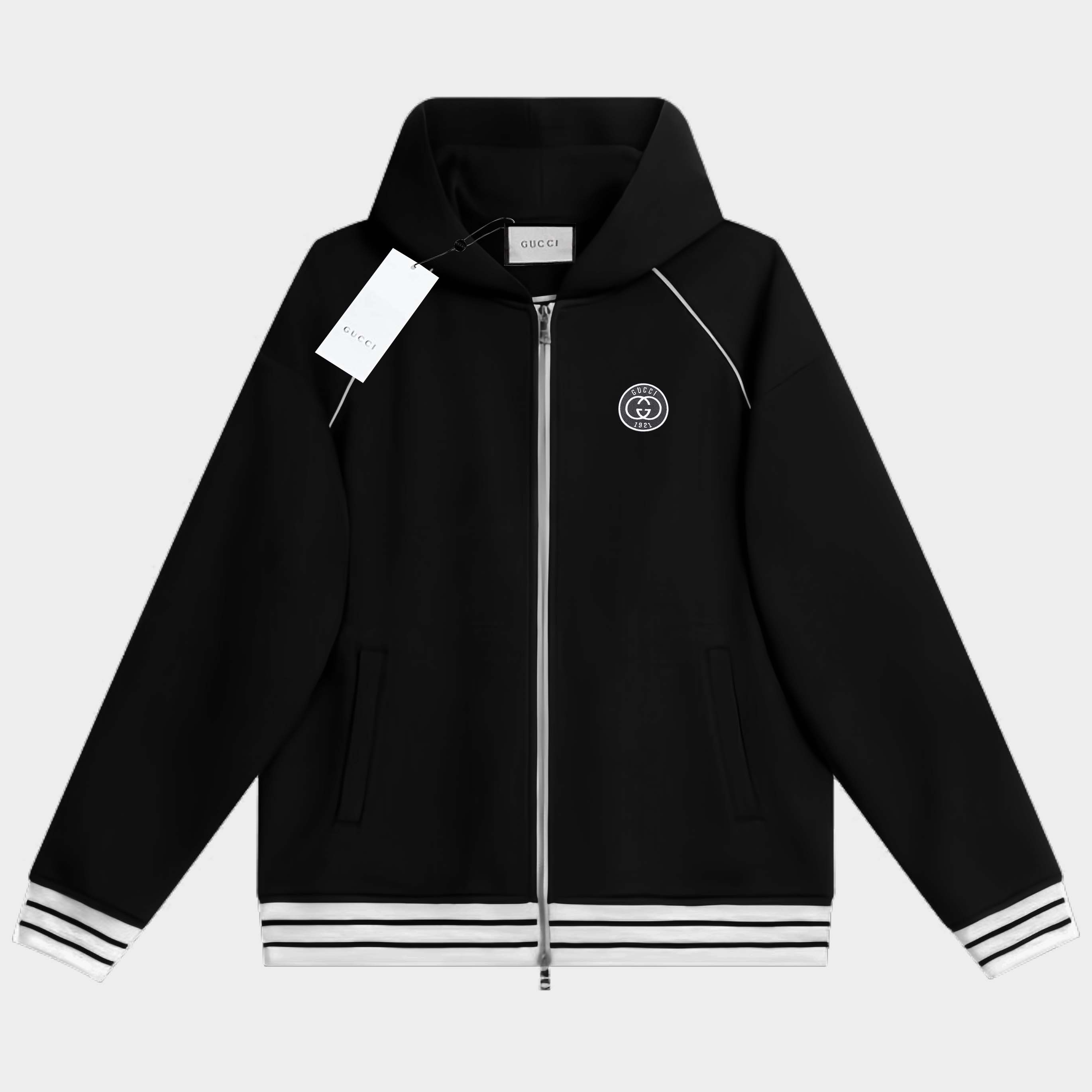gucci ジャンパーコピー フード付き 触り心地が良い 純綿 トップス ジャケット 運動 ランニング ブラック_1