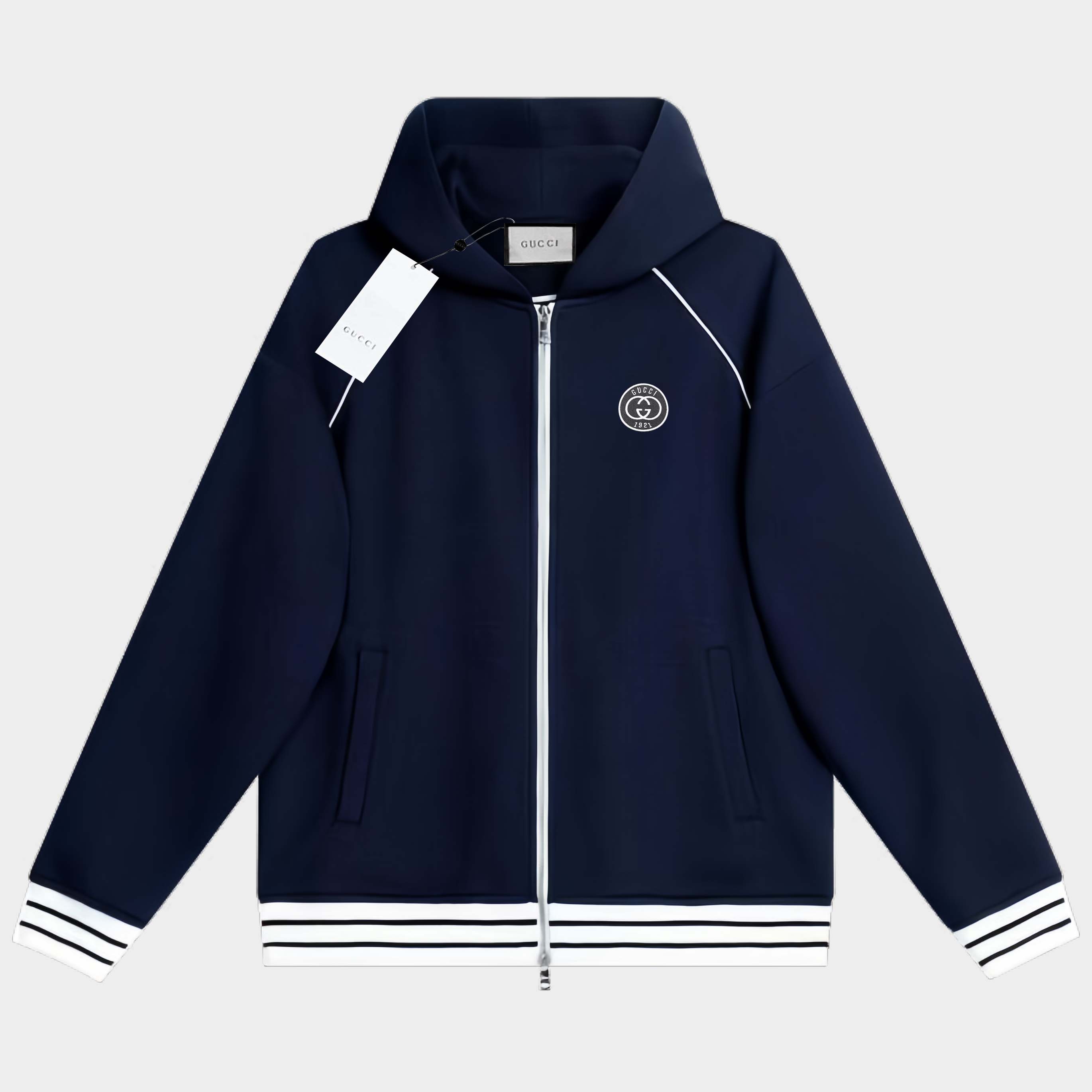 gucci ボンバー ジャケット偽物 フード付き 触り心地が良い 純綿 トップス ジャケット 運動 ランニング ブルー_1