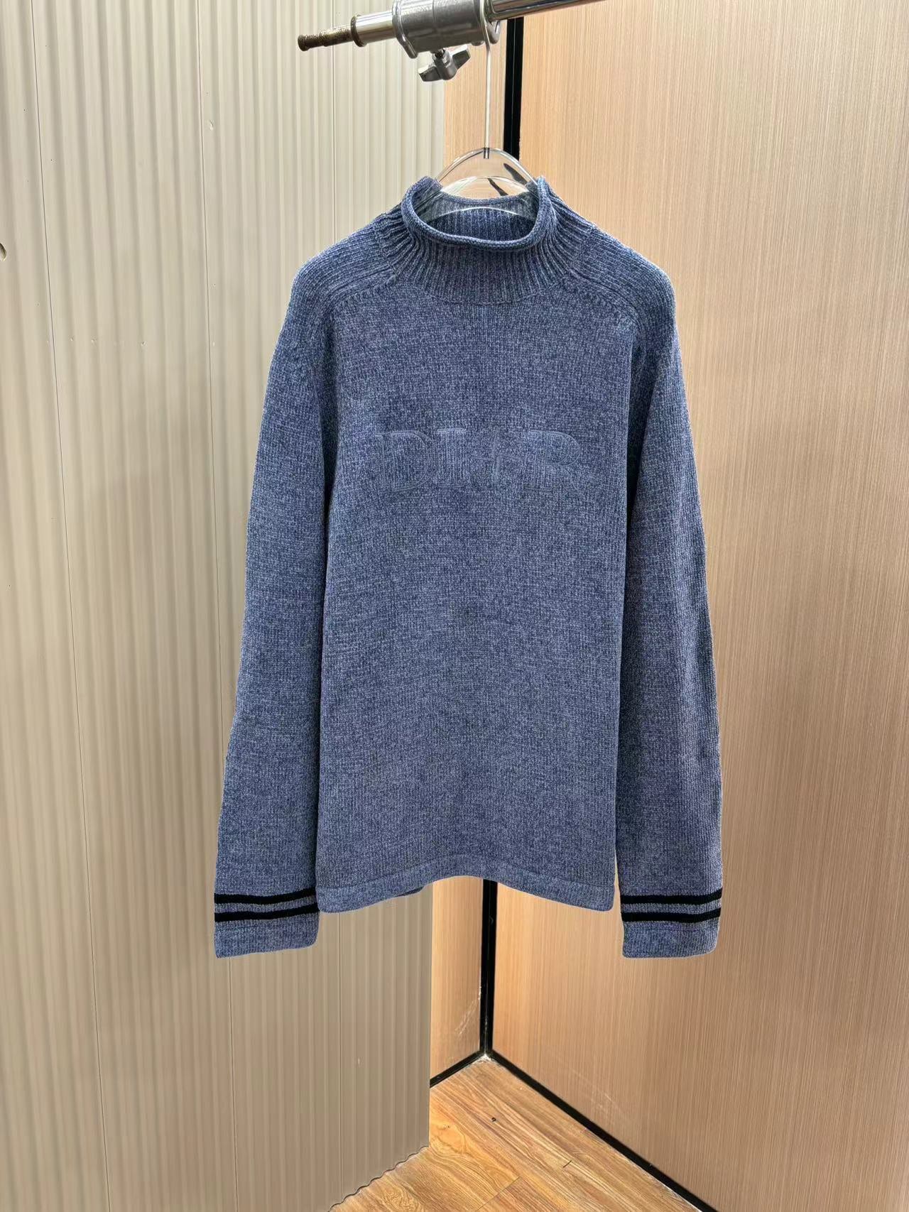 海外セレブが愛用する dior セーター偽物 トップス ニット 柔軟 暖かい ハイネック 柔らかい ブルー_2