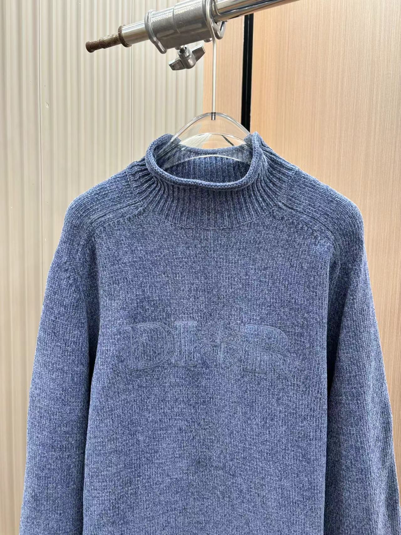 海外セレブが愛用する dior セーター偽物 トップス ニット 柔軟 暖かい ハイネック 柔らかい ブルー_5