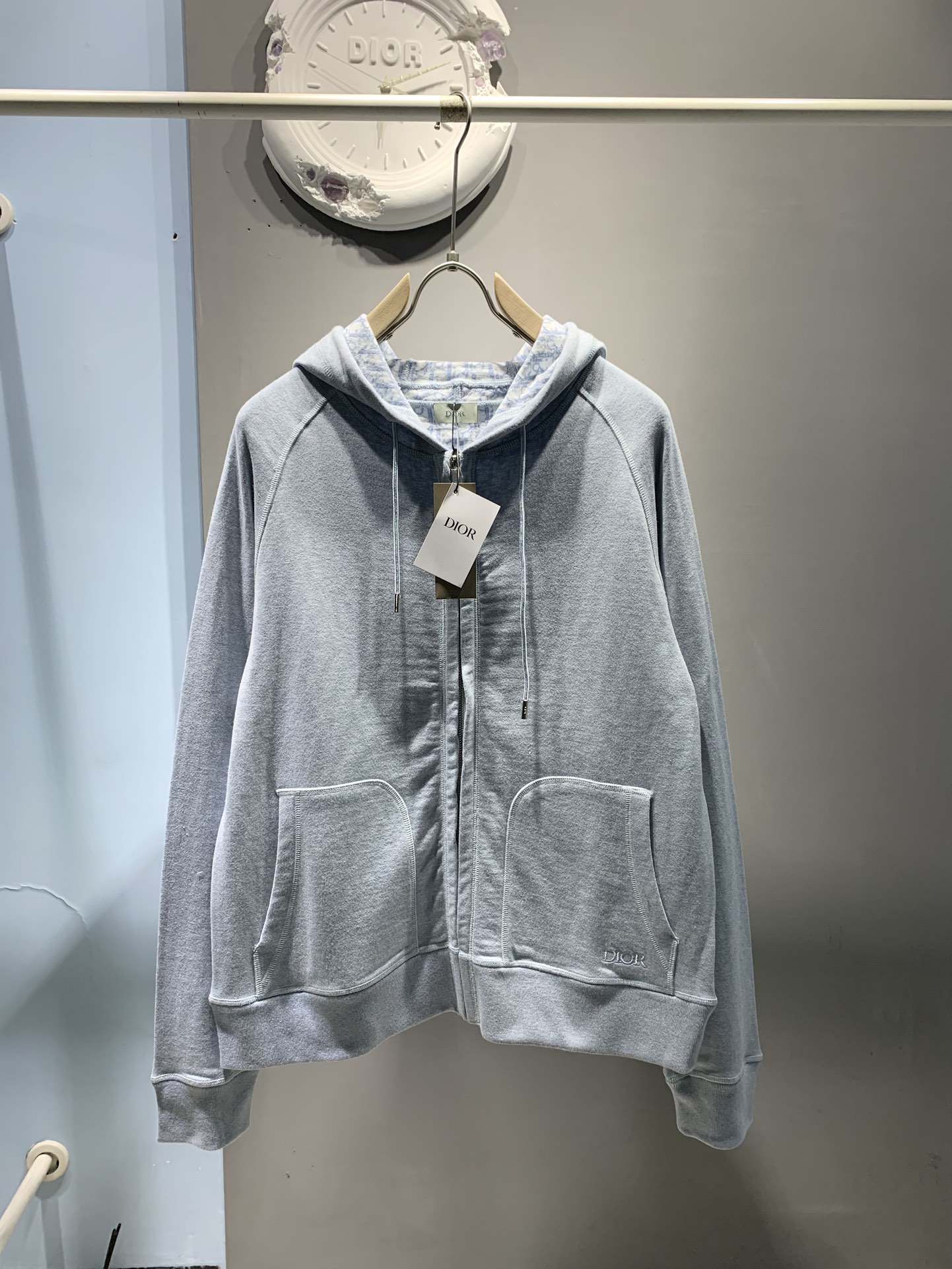 ディオールジャケットＮ級品 トップス アウター 運動服 ランニング 純綿 フード付き グレイ_1