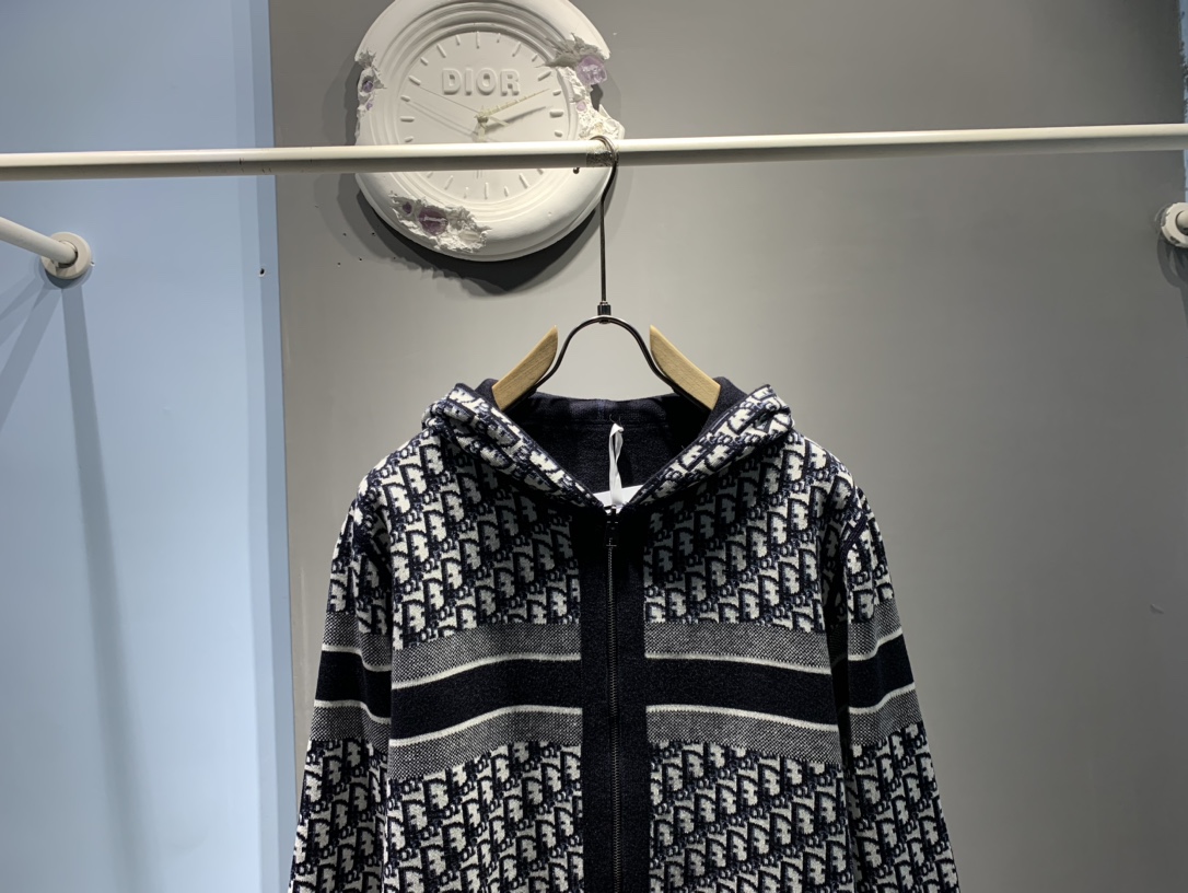 ディオールジャケットレディース偽物 トップス アウター 花柄 運動服 ランニング 純綿 両面兼用 ブラック_5