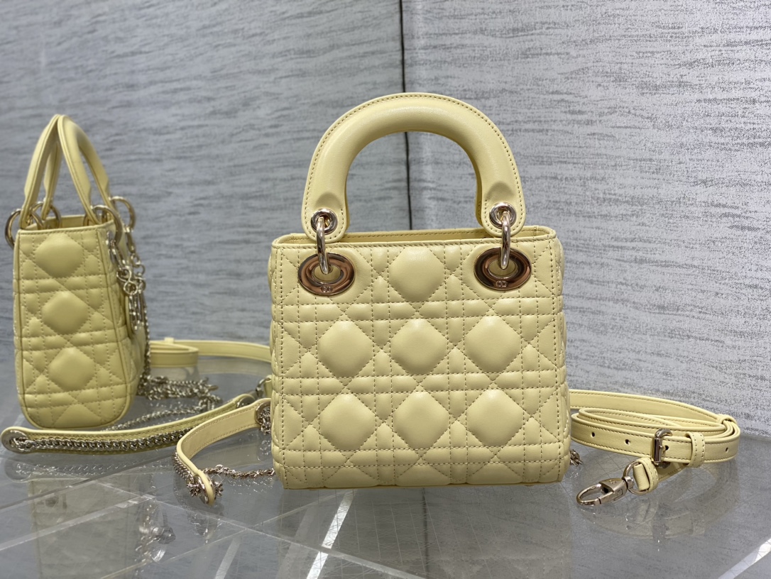 人気流行品 dior レディトート バッグスーパーコピー 牛革 優雅レディ レザー 斜め掛けバッグ ハンドバッグ イエロー_5