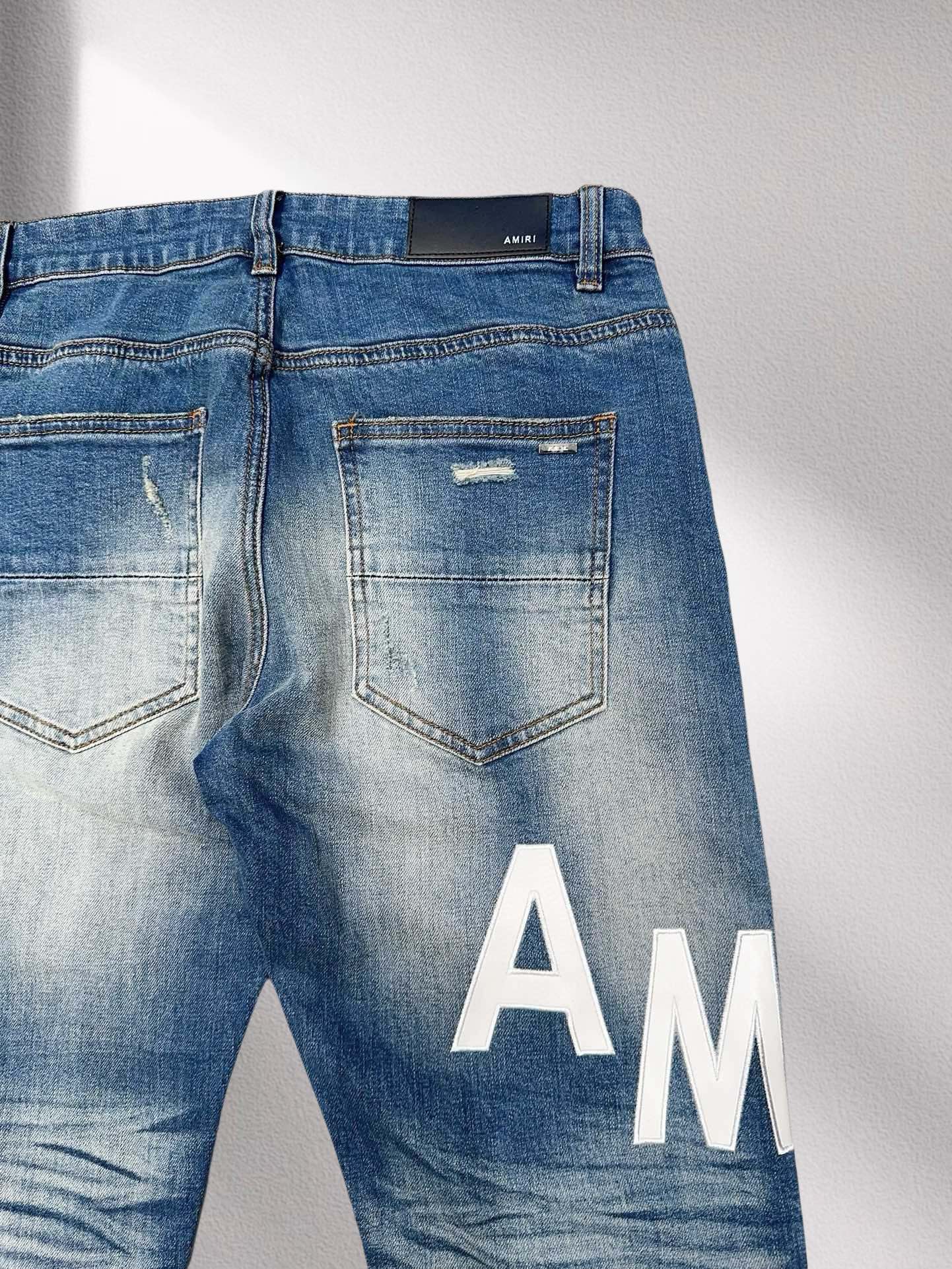 お得品‼ amiri デニム 店舗偽物 刺繍 ズボン ジーンズ カジュアルパンツ デニム素材 メンズ ブルー_7