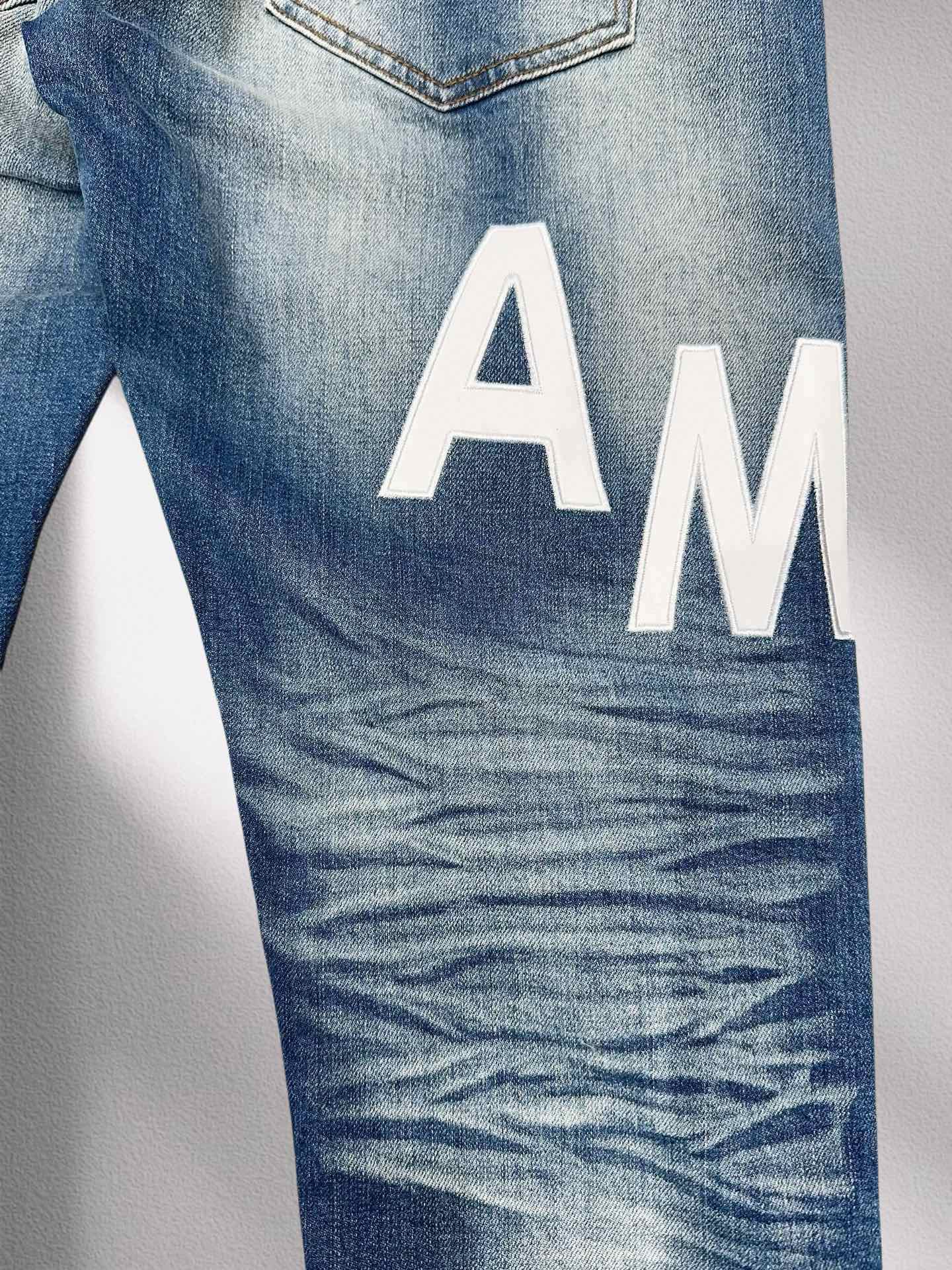 お得品‼ amiri デニム 店舗偽物 刺繍 ズボン ジーンズ カジュアルパンツ デニム素材 メンズ ブルー_9