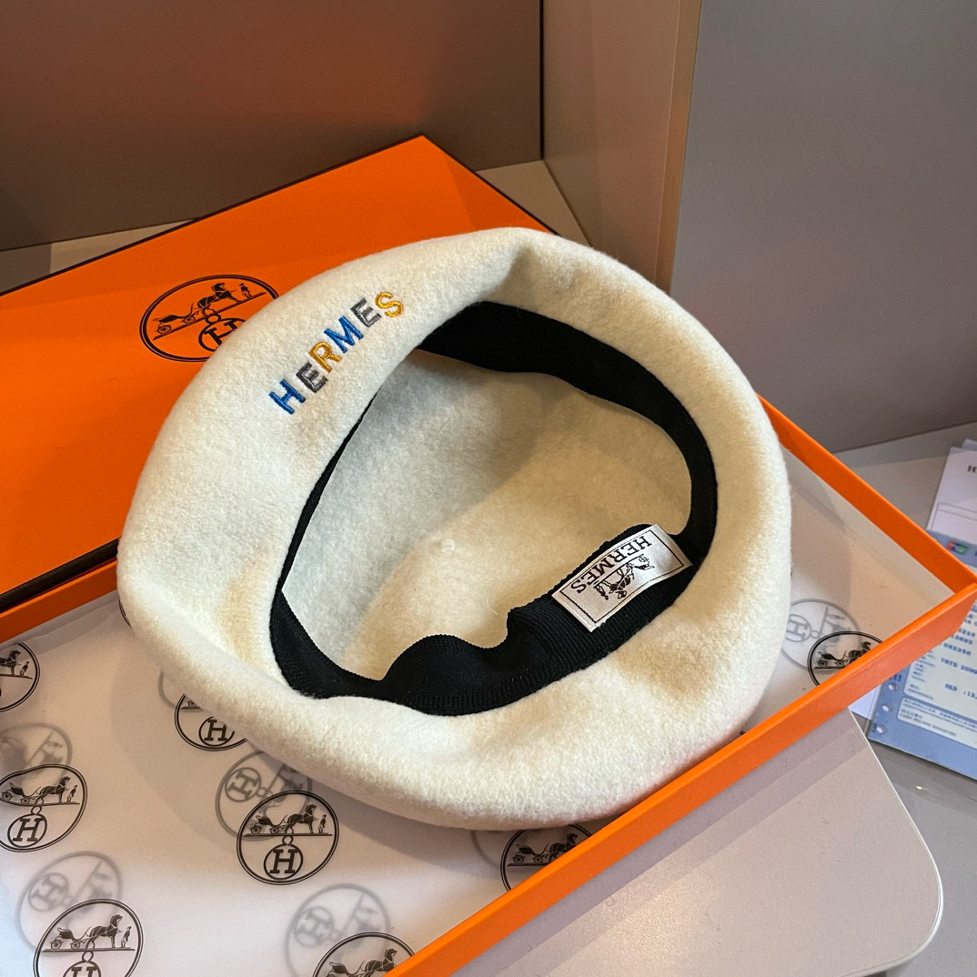 エルメス の キャップ激安通販 ウール 帽子 ベレー帽 クラシック 柔らかい キャップ 57cm 優雅 ホワイト_8