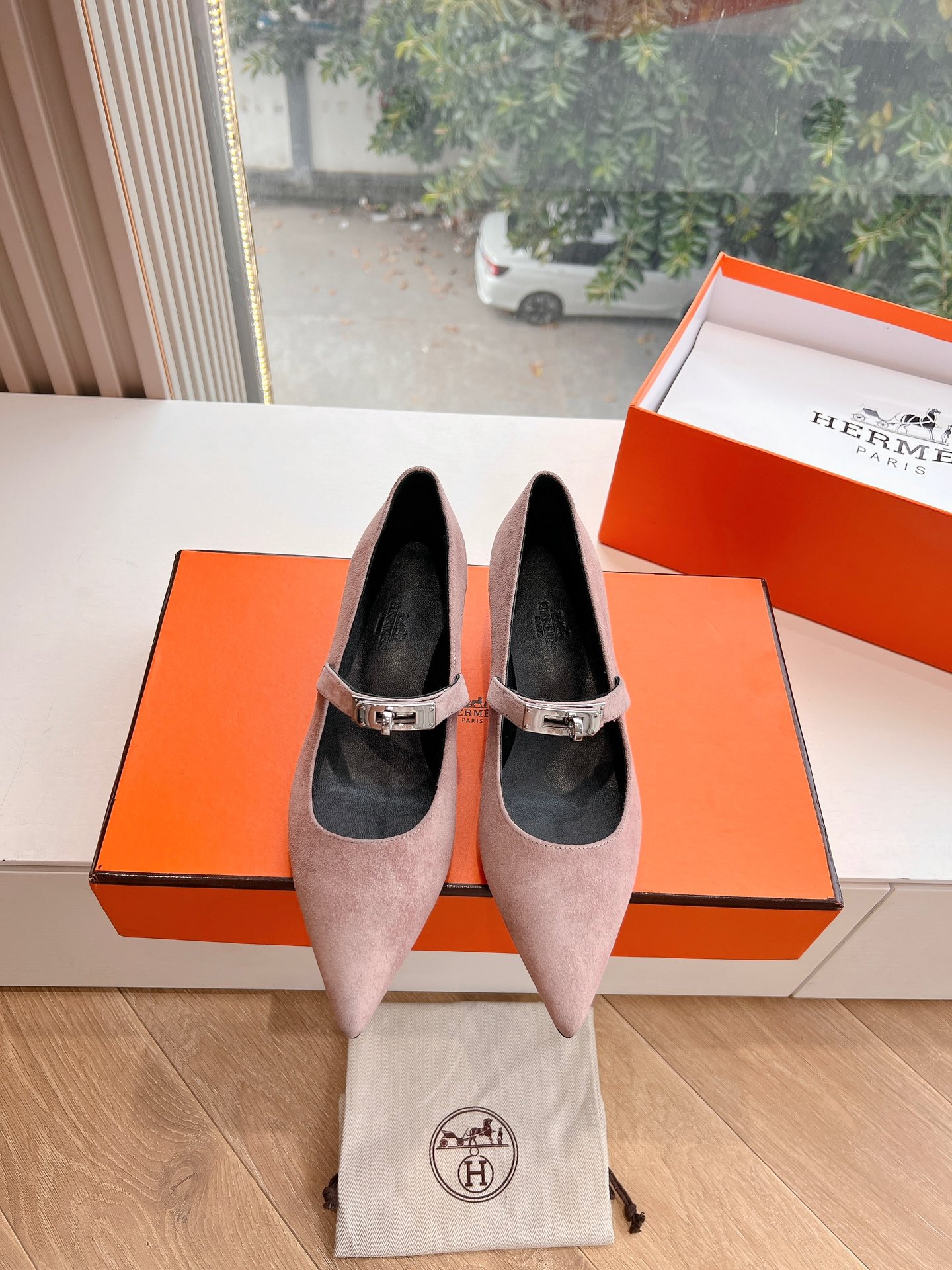 hermes ファースト シューズスーパーコピー パップス 優雅 レディ 本革 上質品 あるきやすい ピンク_4