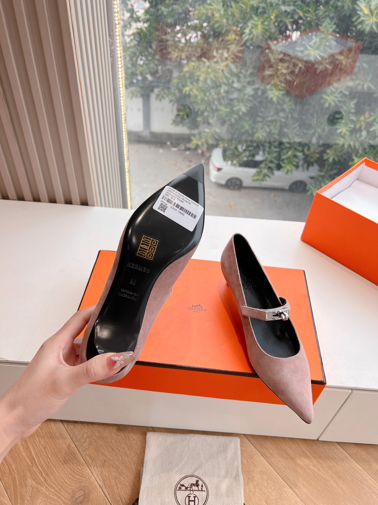 hermes ファースト シューズスーパーコピー パップス 優雅 レディ 本革 上質品 あるきやすい ピンク_9