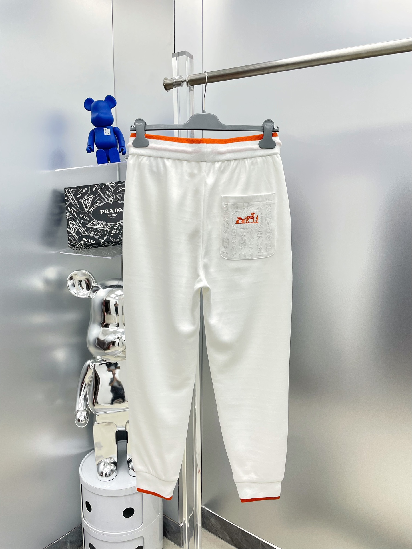 エルメス ズボン メンズコピー カジュアルパンツ 純綿 運動ズボン ランニング プリント 柔軟 ホワイト_2