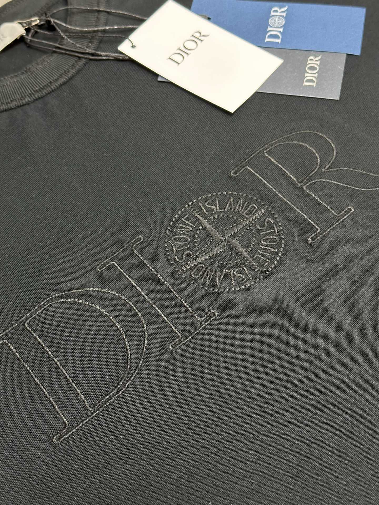 ストーン アイランド t シャツスーパーコピー トップス 半袖 Dior & Stone Islandコラボ 純綿 ブラック_6
