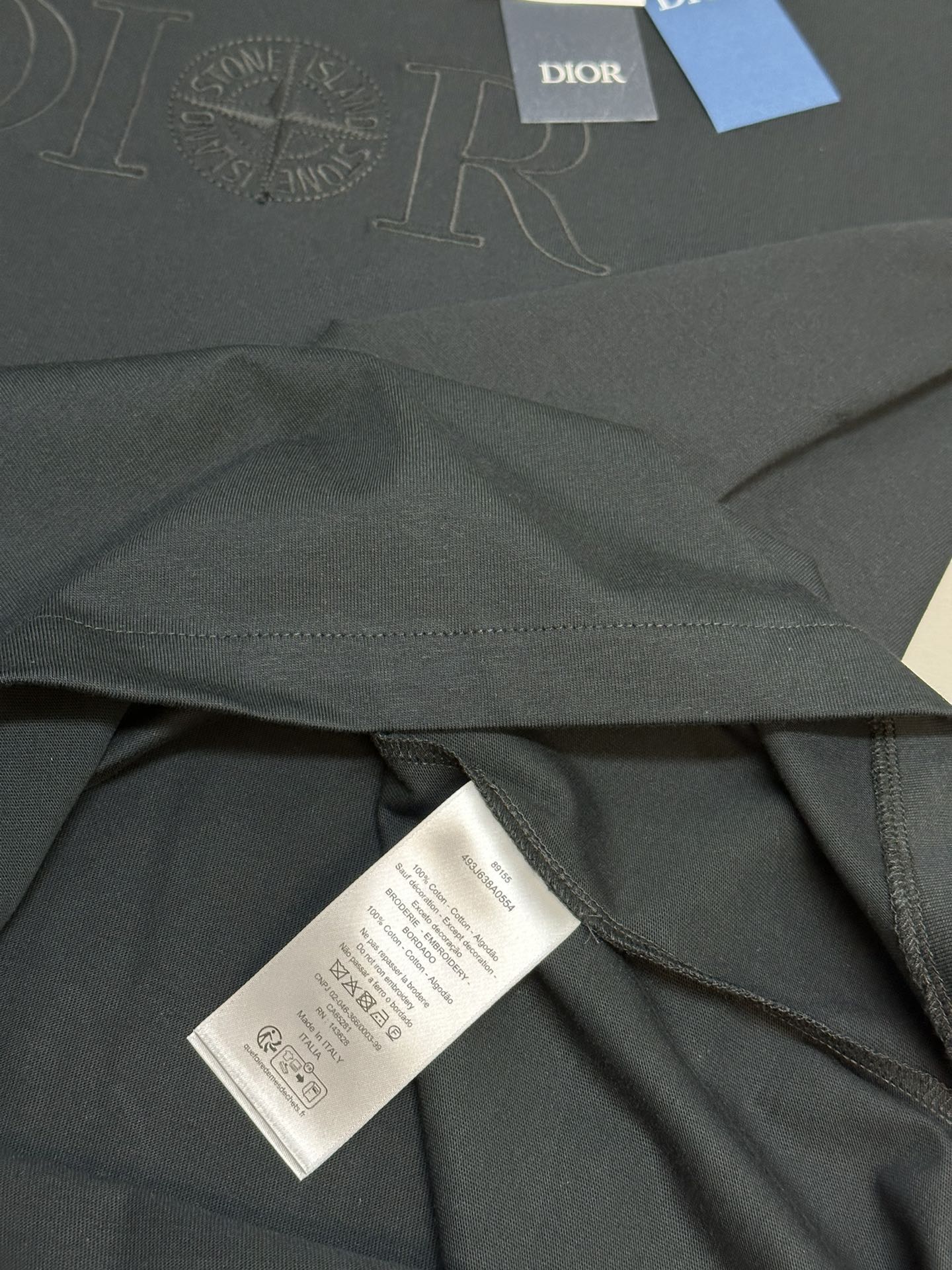 ストーン アイランド t シャツスーパーコピー トップス 半袖 Dior & Stone Islandコラボ 純綿 ブラック_9