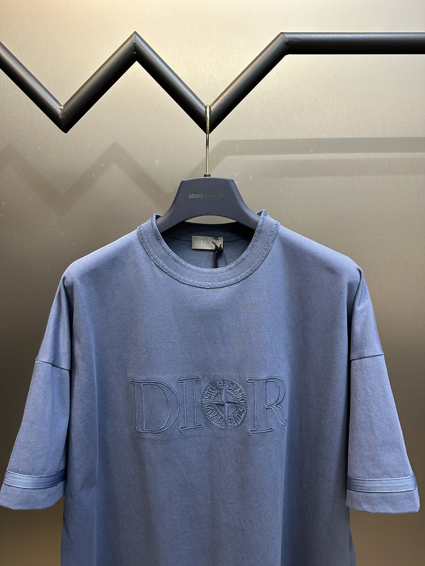 ストーン アイランド ロング t シャツ偽物 トップス 半袖 Dior & Stone Islandコラボ 純綿 ブルー_2