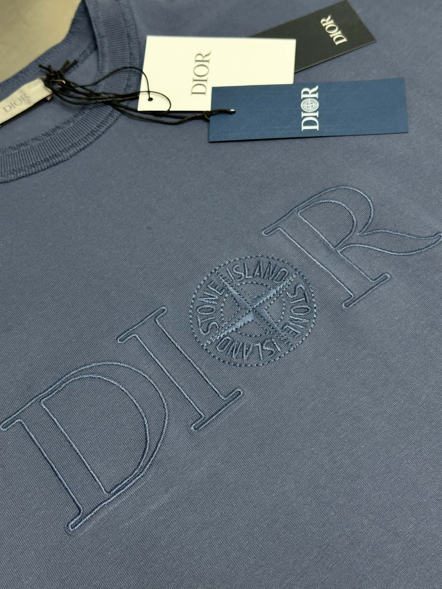ストーン アイランド ロング t シャツ偽物 トップス 半袖 Dior & Stone Islandコラボ 純綿 ブルー_6