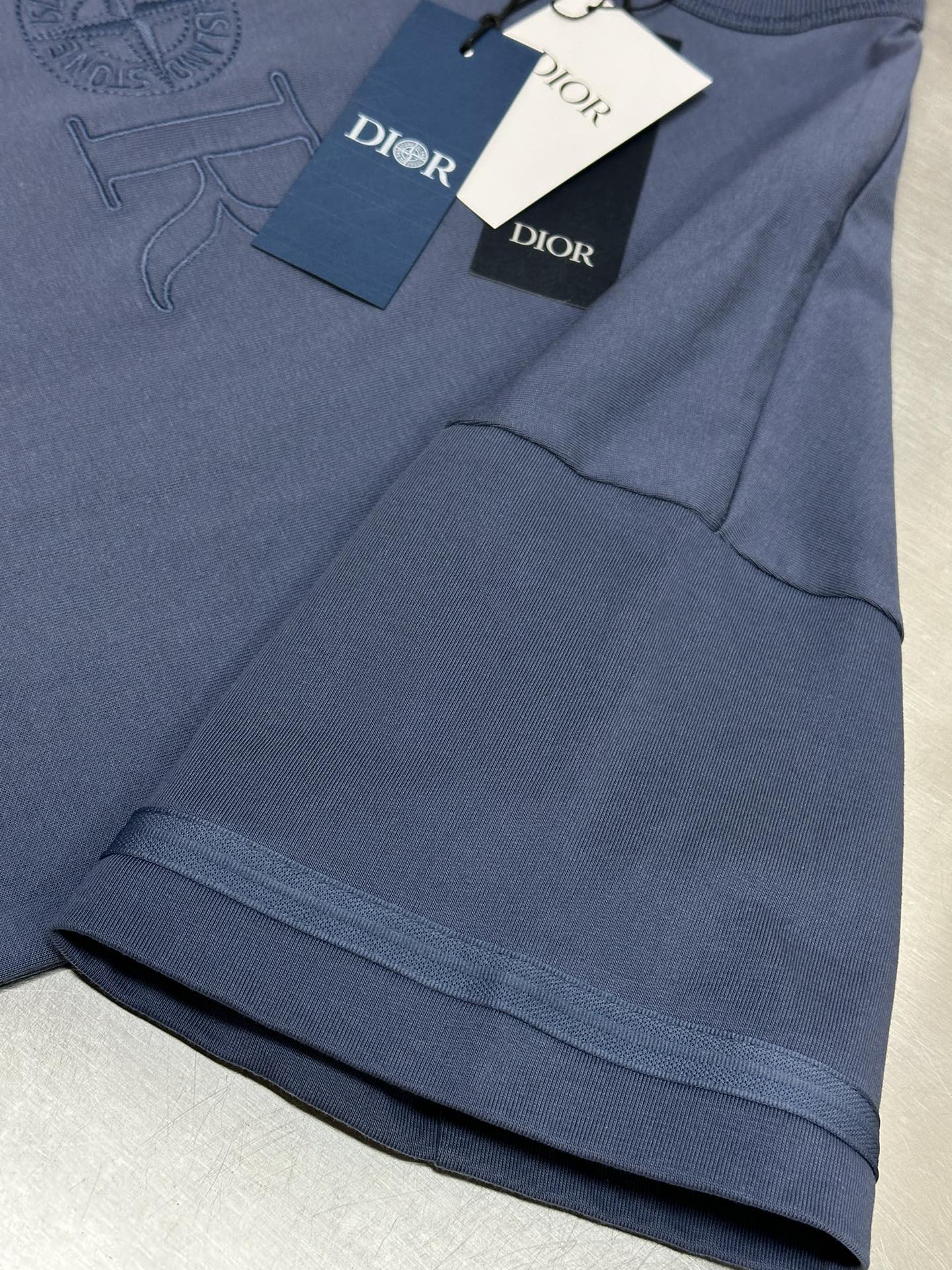 ストーン アイランド ロング t シャツ偽物 トップス 半袖 Dior & Stone Islandコラボ 純綿 ブルー_9