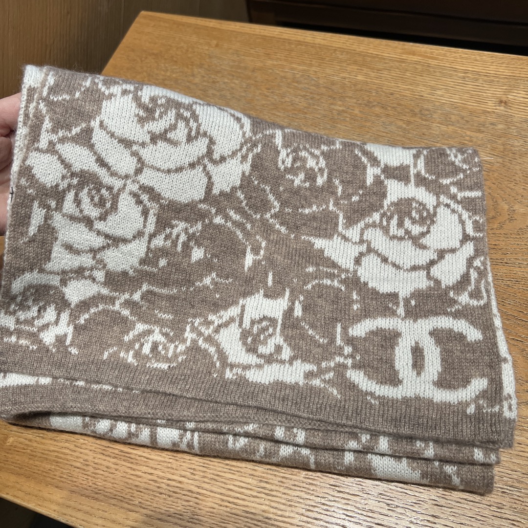 厚手 冬 シャネルスカーフ 使い方スーパーコピー ウール 柔らかくて暖かい 防寒 保温 花柄 ブラウン_7