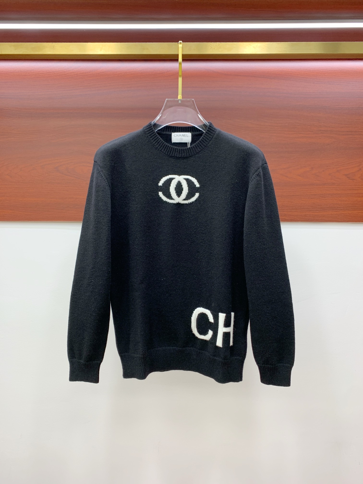 chanel タートルネック偽物 トップス ニット セーター 柔らかい 保温 ロゴ編み ブラック_1