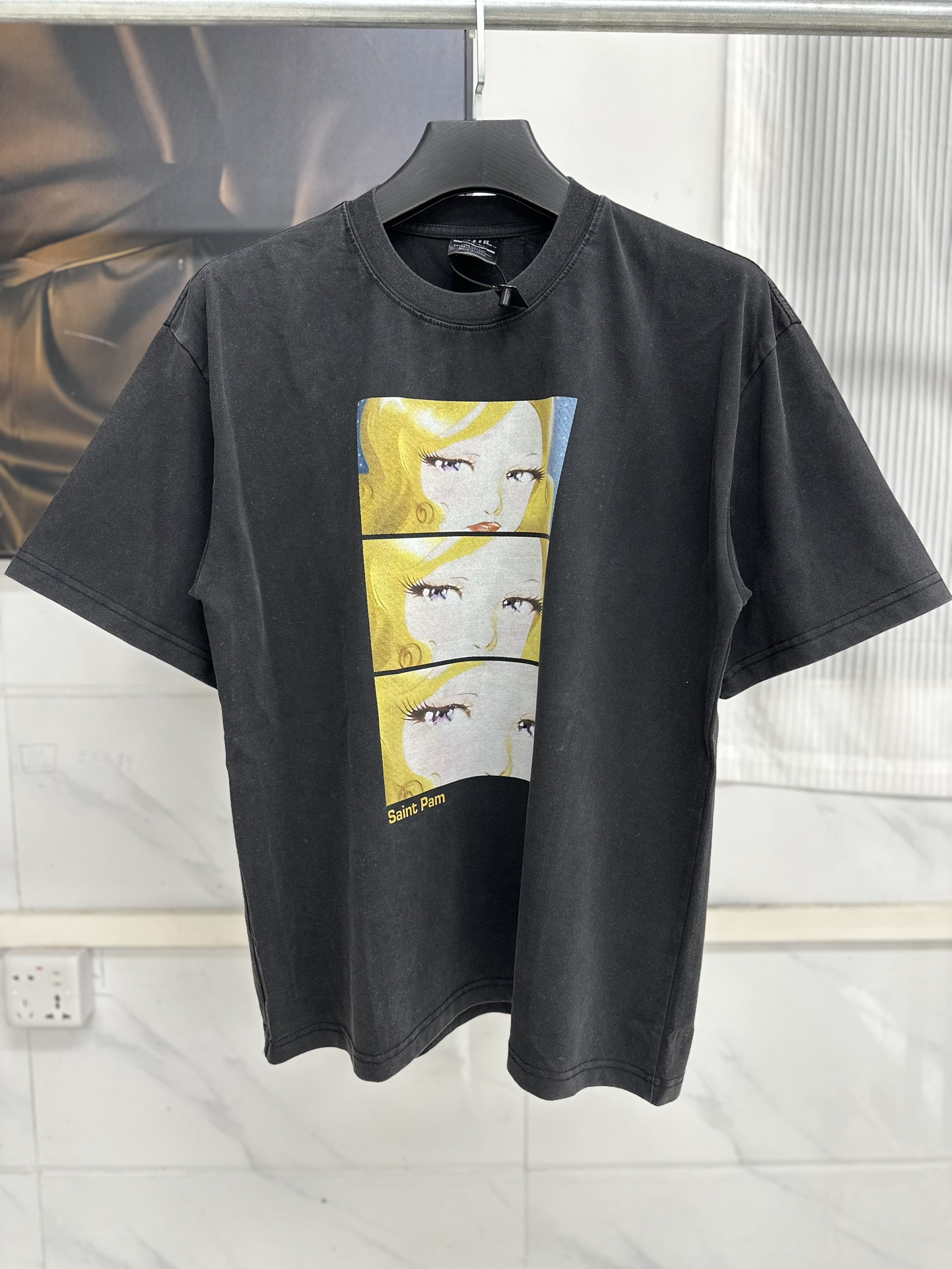 セントマイケル 東京スーパーコピー 綿 トップス 半袖 Ｔシャツ V9146 プリント ブラック_11