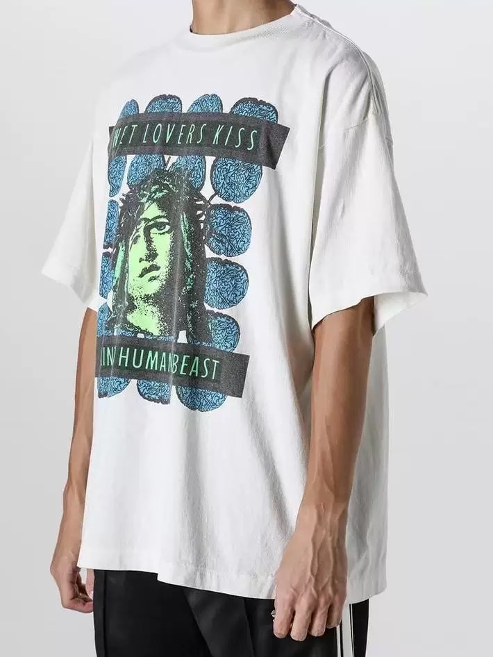 一番安い セントマイケルtシャツコーデＮ級品 綿 トップス 半袖 Ｔシャツ プリント ホワイト_13
