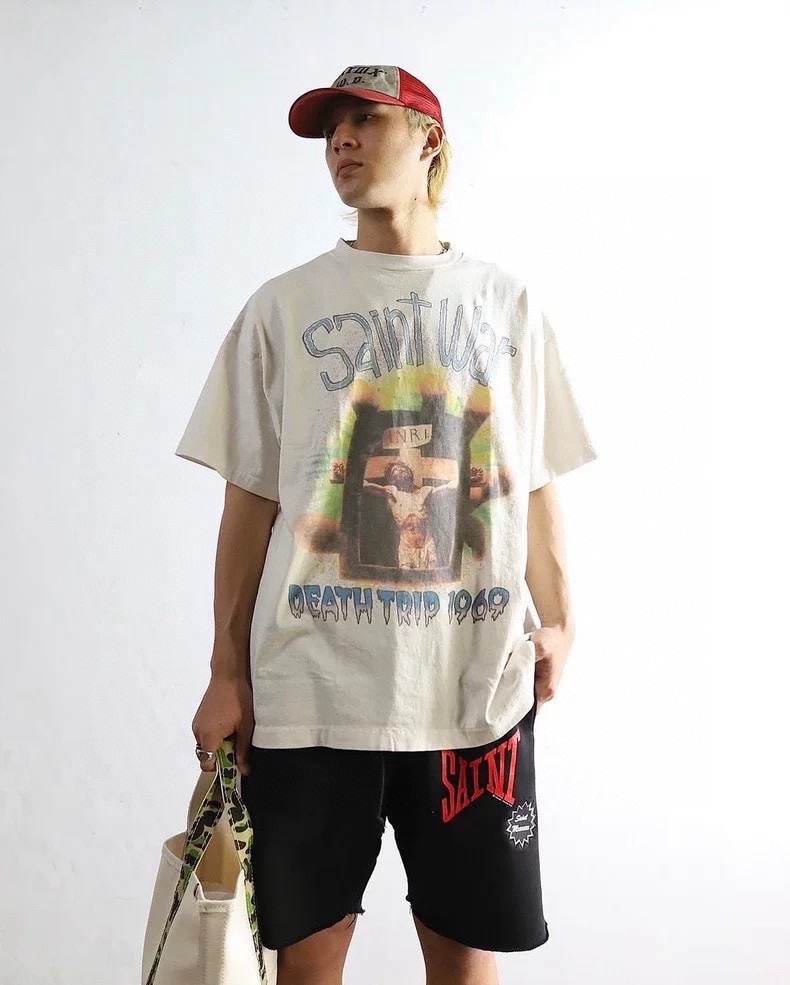 抗菌防臭 セントマイケル tシャツ 元ネタコピー 100％綿 トップス 短袖 VT9134 プリント ホワイト_17