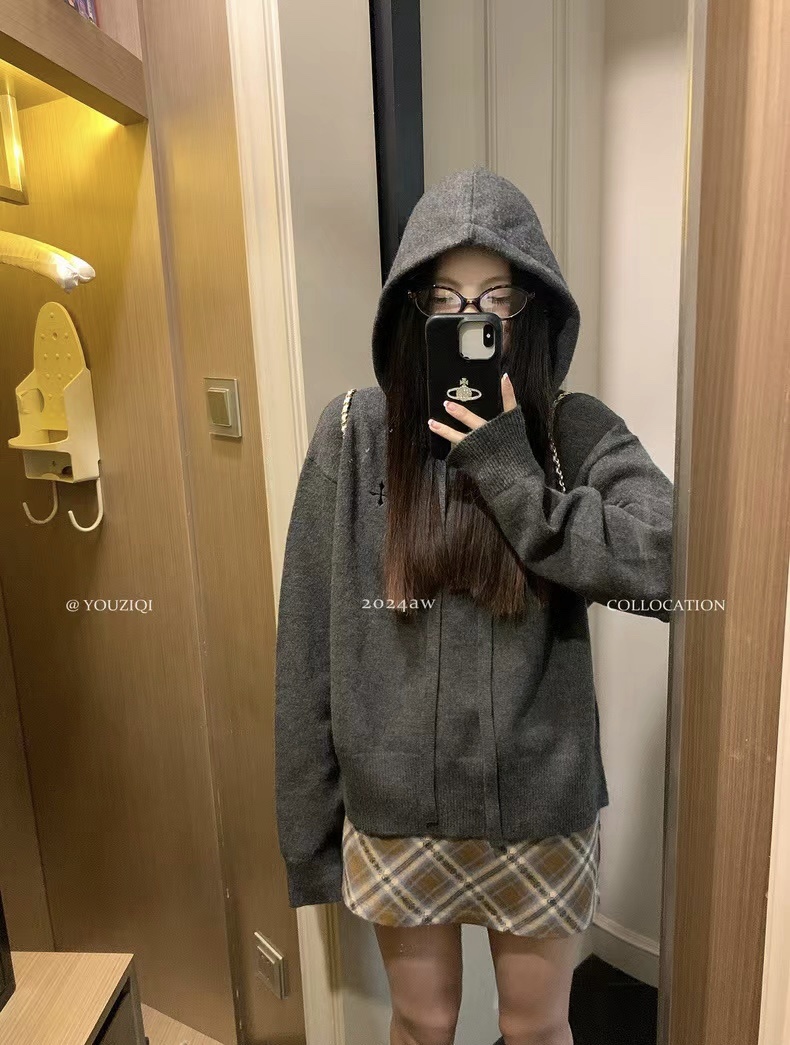 smfk 通販スーパーコピー ニット セーター 綿 フード付き トップス 暖かい 59017# グレイ_6