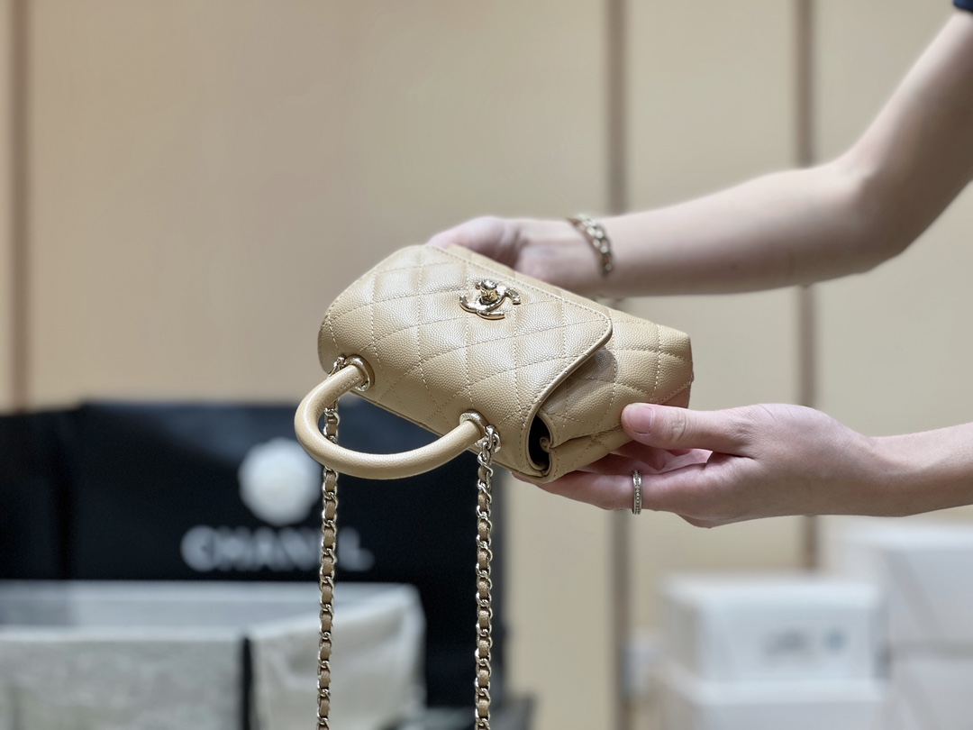 超ミニサイズ シャネルバッグ 修理 値段コピー チェーンバッグ ハンドバッグ 優雅レディ 本革 レザー ベージュ色_12