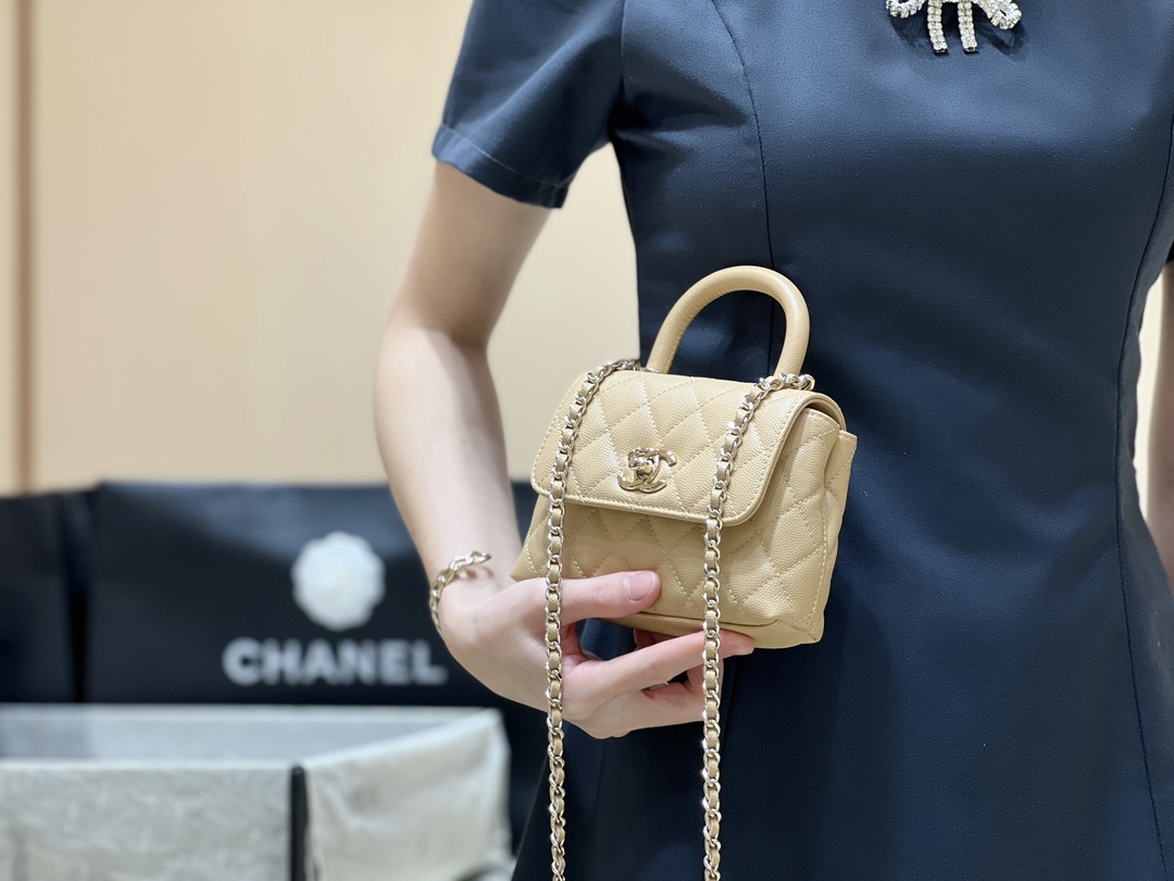 超ミニサイズ シャネルバッグ 修理 値段コピー チェーンバッグ ハンドバッグ 優雅レディ 本革 レザー ベージュ色_15