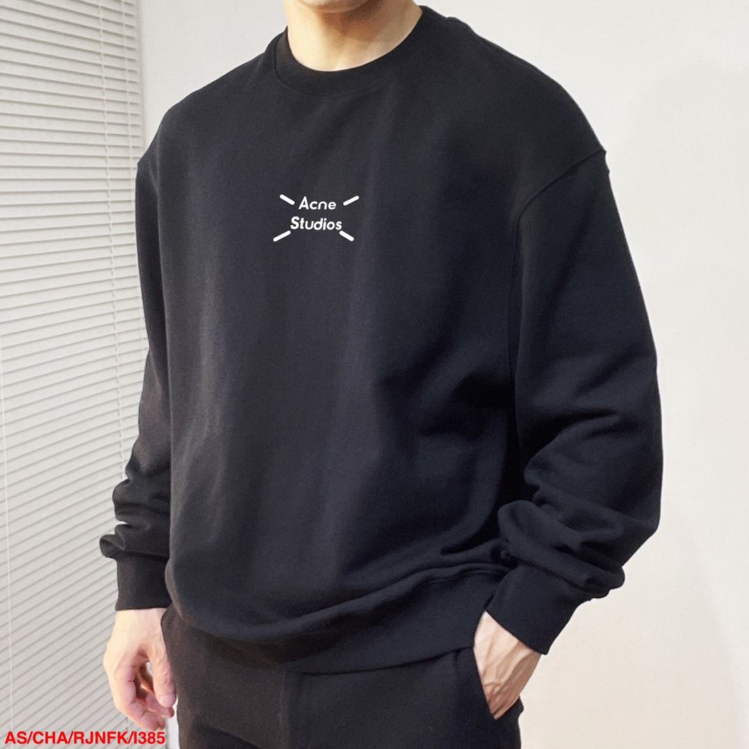 アクネストゥディオズ tシャツ コーデコピー 純綿 長袖トップス ロゴプリント 夏秋服 ブラック_1