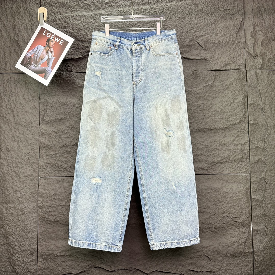 特別価格アイテム アクネストゥディオズ パンツ メンズ偽物 ジーンズ デニム 筒形ズボン ゆったり ブルー_1