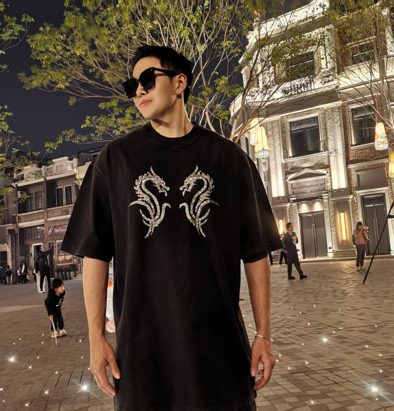 アレキサンダーワン tシャツ レディ偽物 プリント 半袖トップス 純綿 シンプル ブラック_1