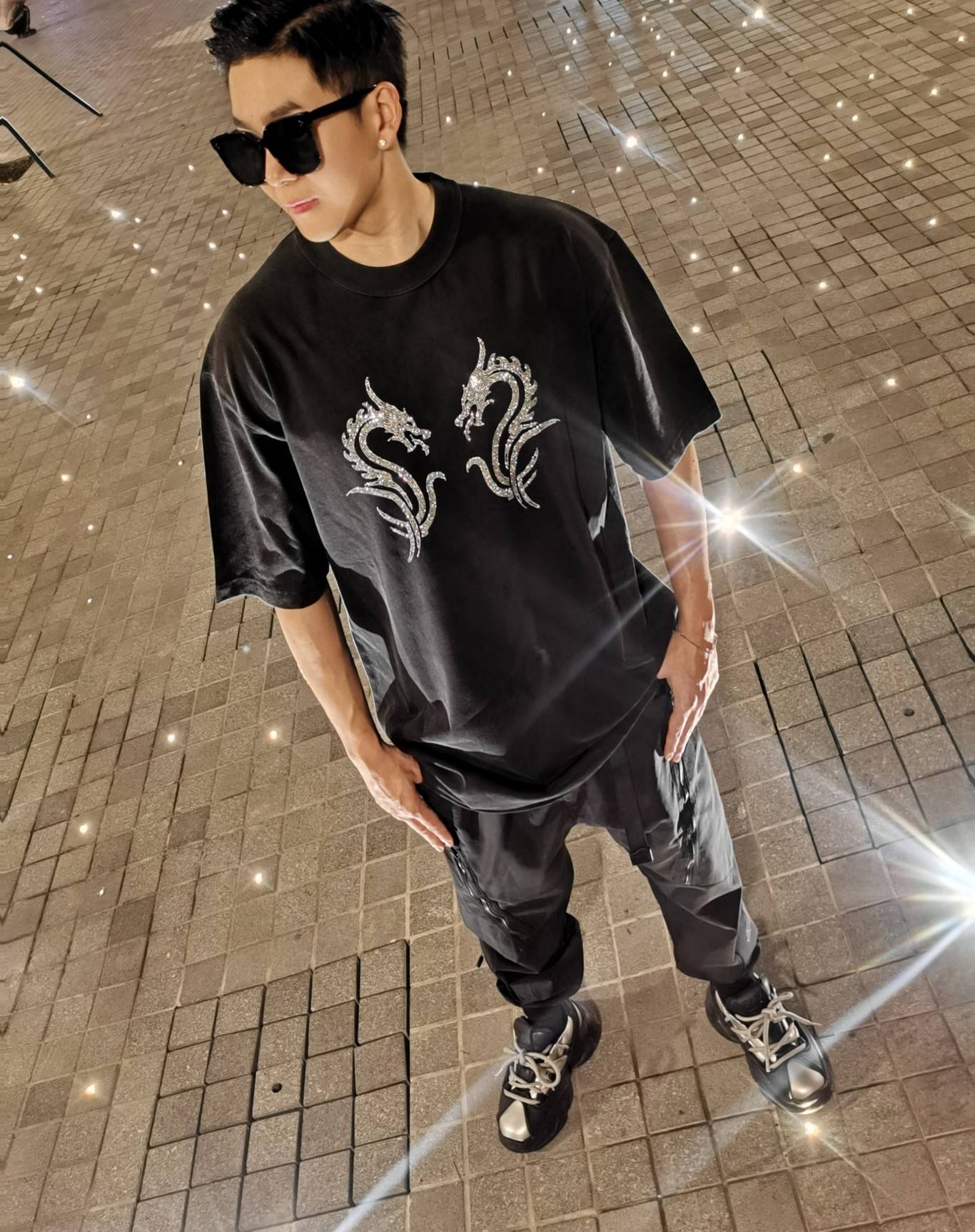 アレキサンダーワン tシャツ レディ偽物 プリント 半袖トップス 純綿 シンプル ブラック_8