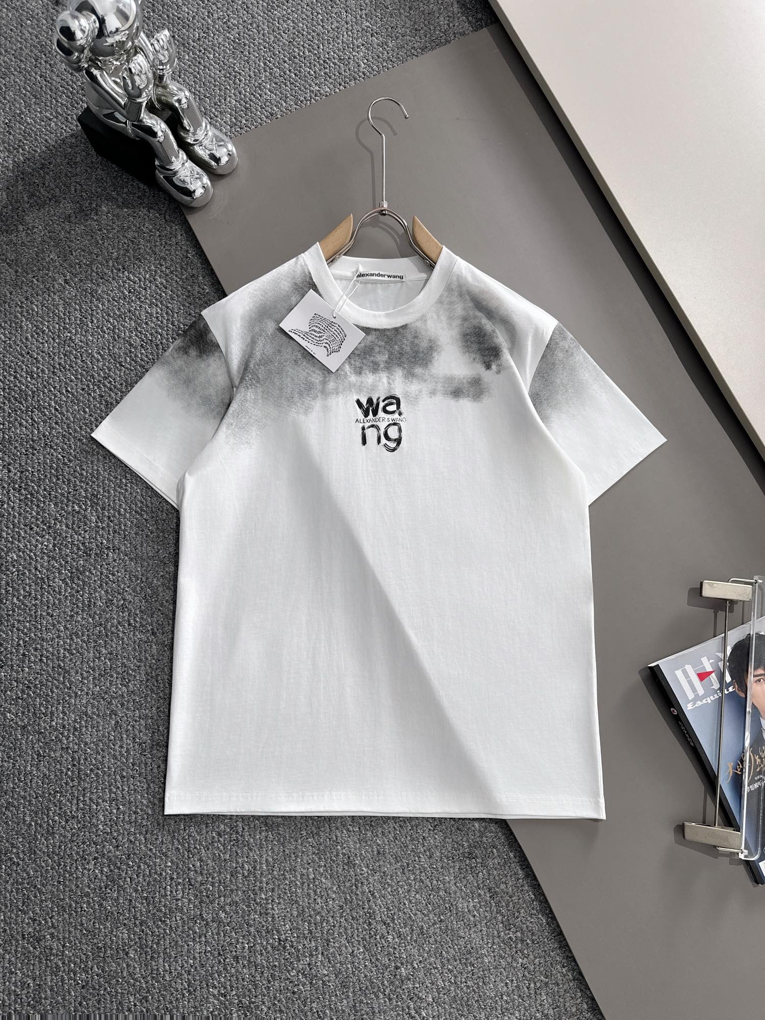メンズ アレキサンダーワン tシャツスーパーコピー 男女兼用 プリント 短袖トップス 純綿 シンプル ホワイト_1