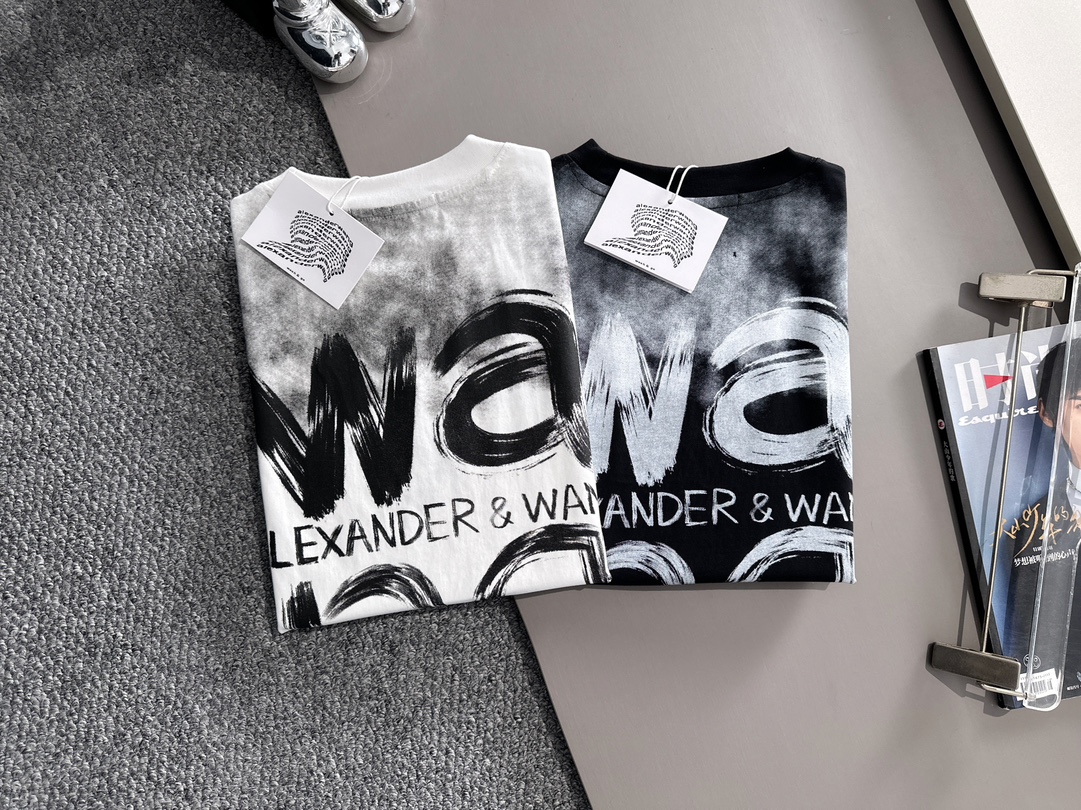 メンズ アレキサンダーワン tシャツスーパーコピー 男女兼用 プリント 短袖トップス 純綿 シンプル ホワイト_8